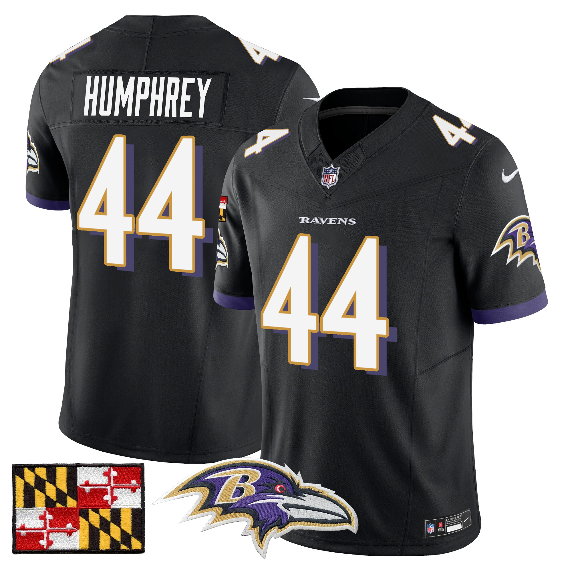 Marlon Humphrey Men's Baltimore Ravens 2024 Maryland Flag Vapor Limited Black Jersey - All Stitched