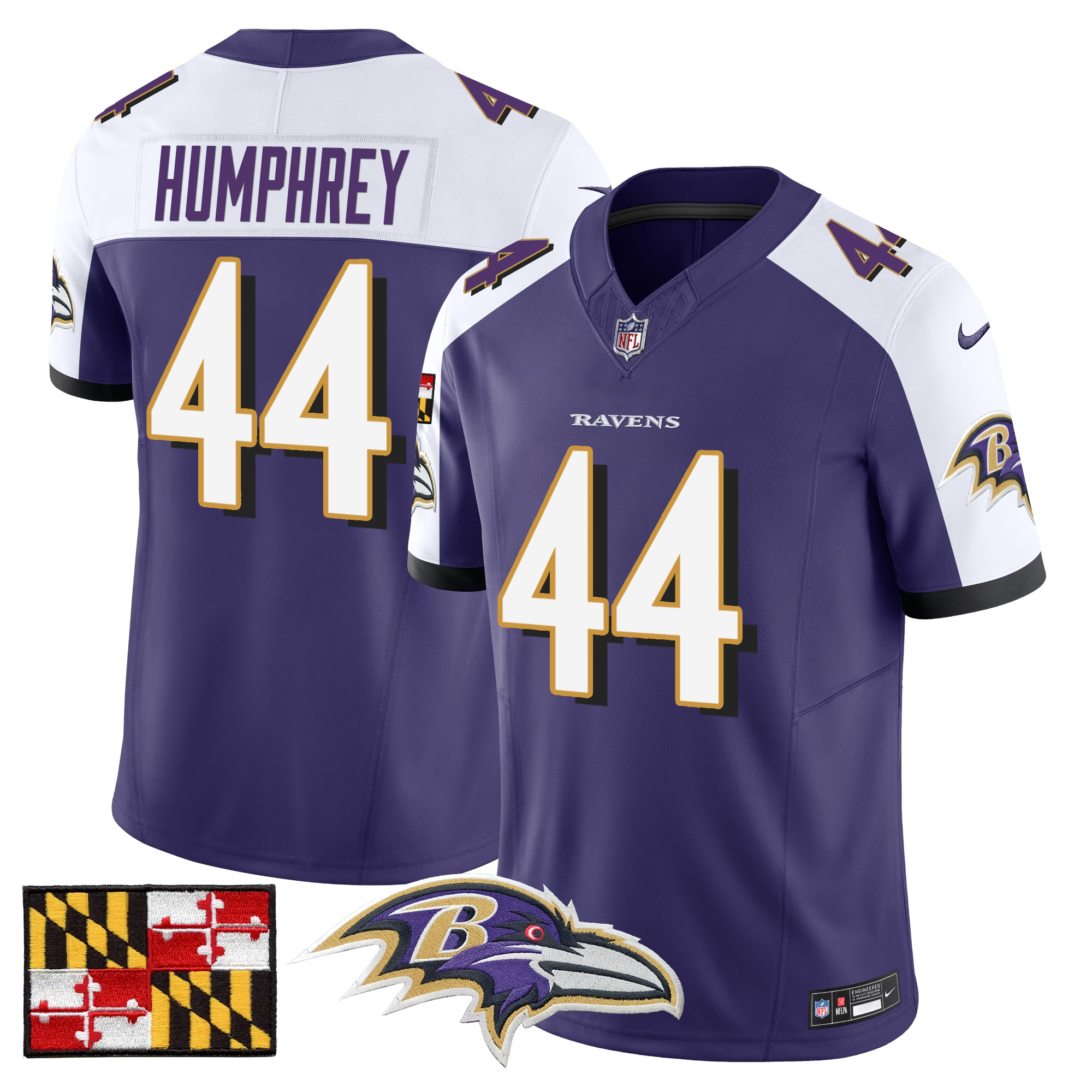 Marlon Humphrey Men's Baltimore Ravens 2024 Maryland Flag Vapor Limited Purple Alternate Jersey - All Stitched