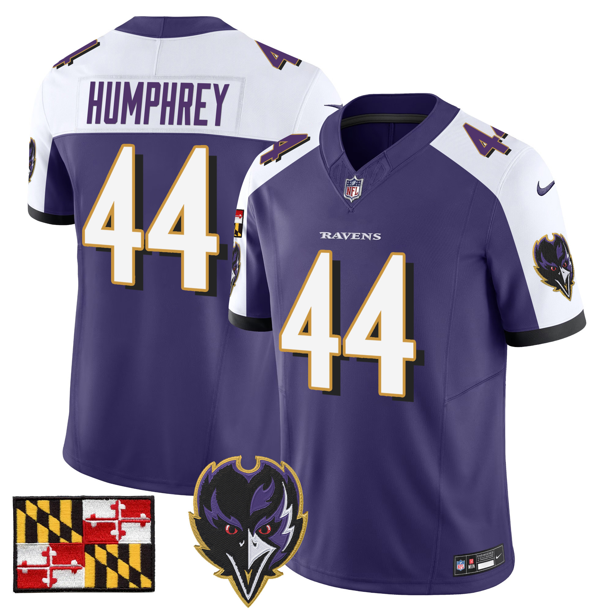 Marlon Humphrey Men's Baltimore Ravens 2024 Maryland Flag Vapor Limited Purple Alternate Jersey - All Stitched