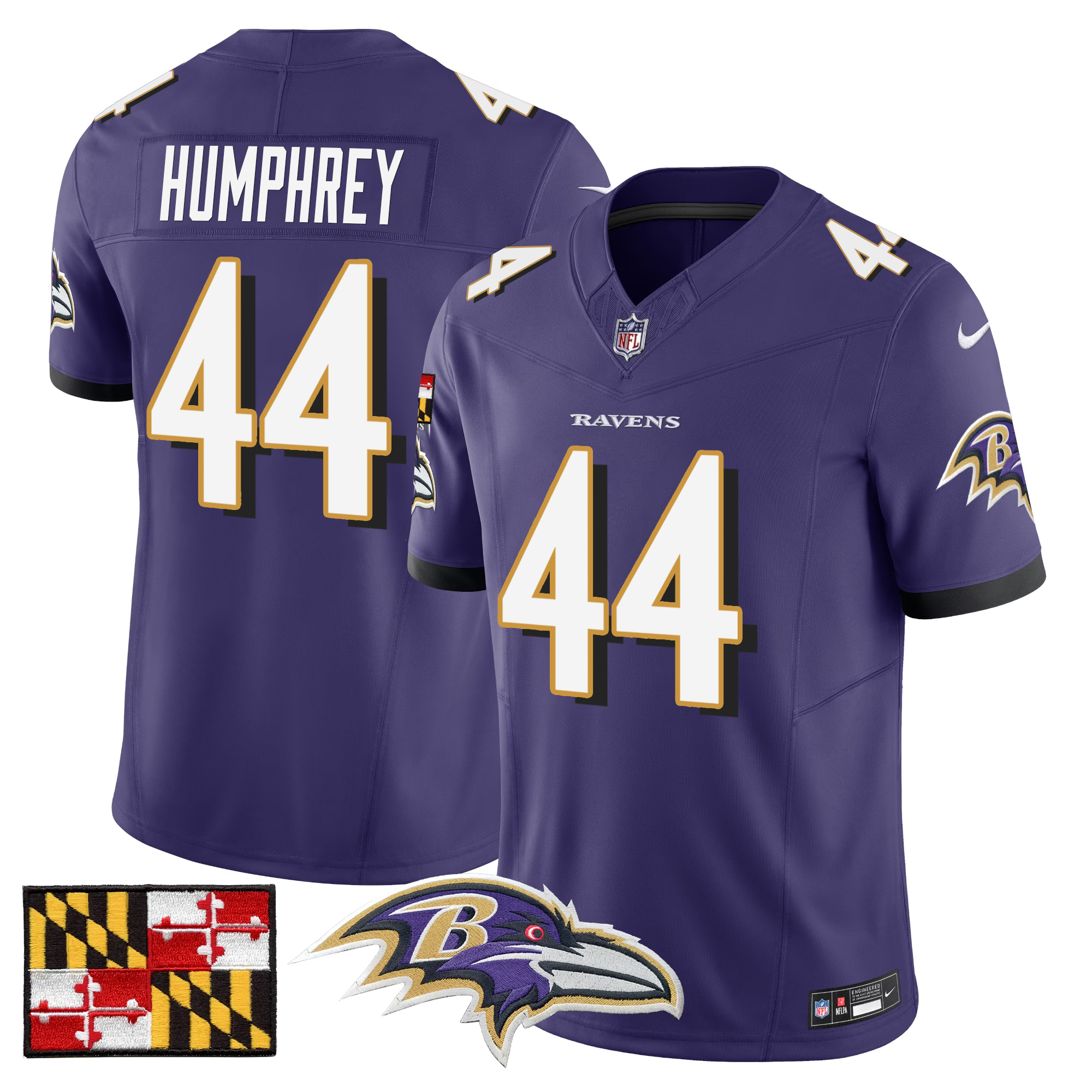 Marlon Humphrey Men's Baltimore Ravens 2024 Maryland Flag Vapor Limited Purple Jersey - All Stitched