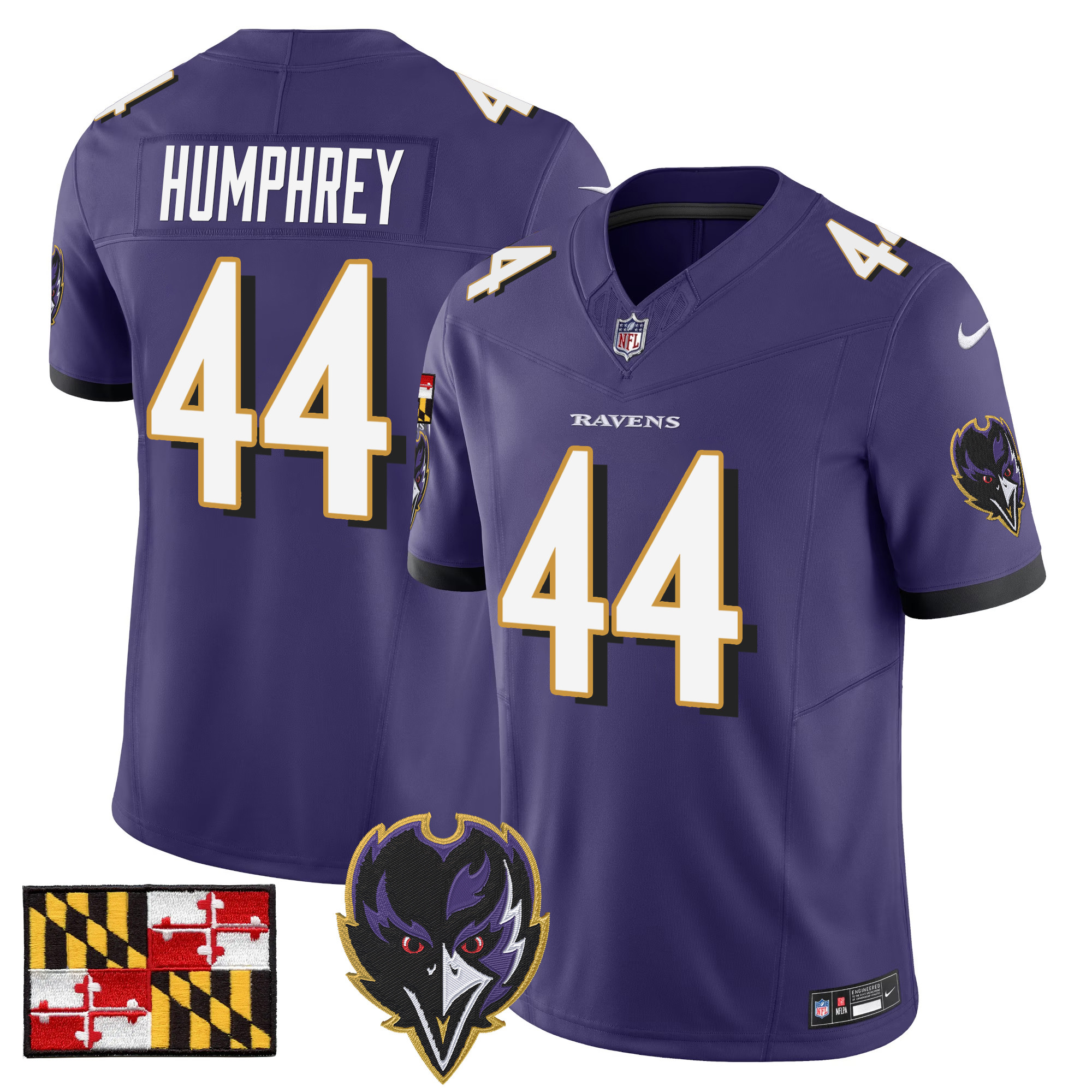 Marlon Humphrey Men's Baltimore Ravens 2024 Maryland Flag Vapor Limited Purple Jersey - All Stitched