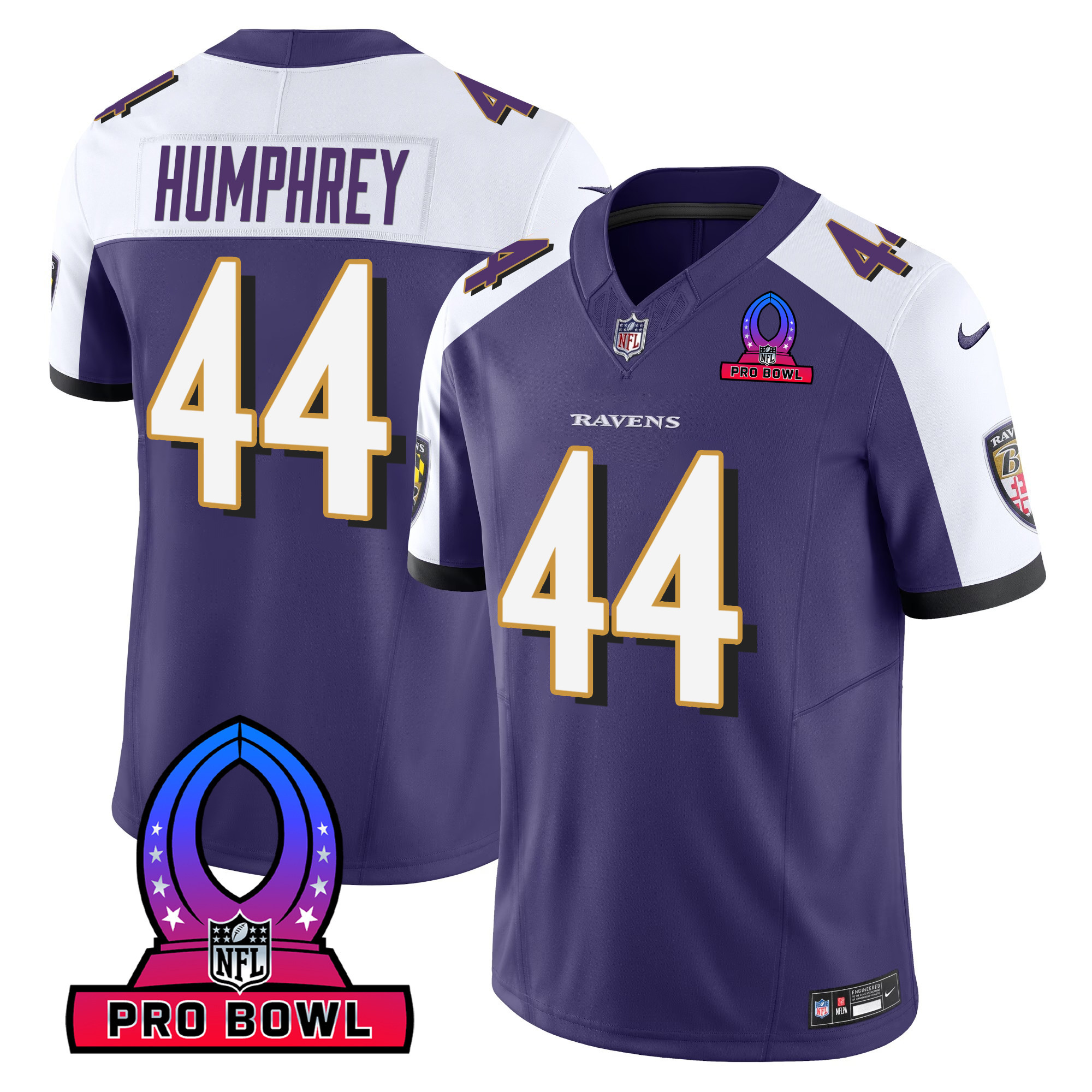 Marlon Humphrey Men's Baltimore Ravens 2024 Pro Bowl Patch Vapor Purple Alternate Jersey - All Stitched