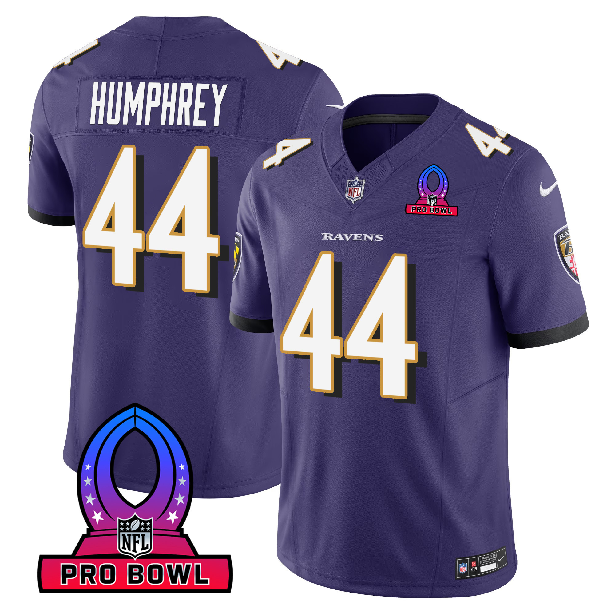 Marlon Humphrey Men's Baltimore Ravens 2024 Pro Bowl Patch Vapor Purple Jersey - All Stitched