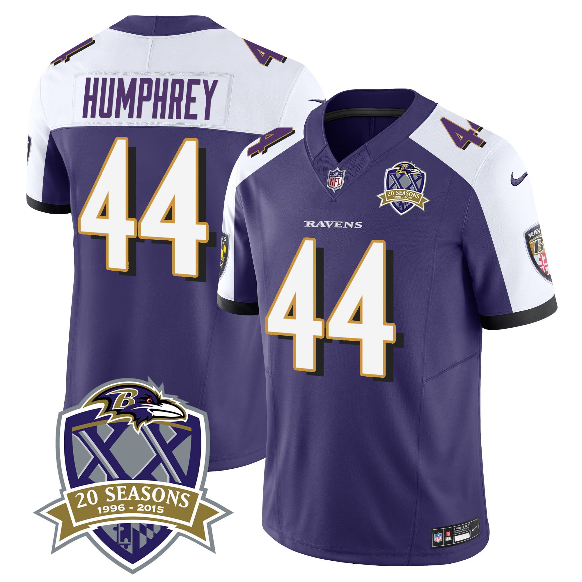 Marlon Humphrey Men's Baltimore Ravens 20th Season Patch Vapor Limited Purple Alternate Jersey - All Stitched