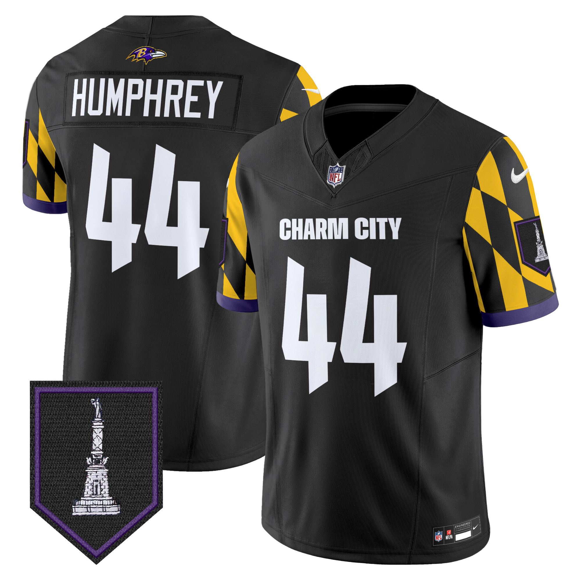 Marlon Humphrey Men's Baltimore Ravens City Edition Patch Vapor Limited Black Jersey - All Stitched