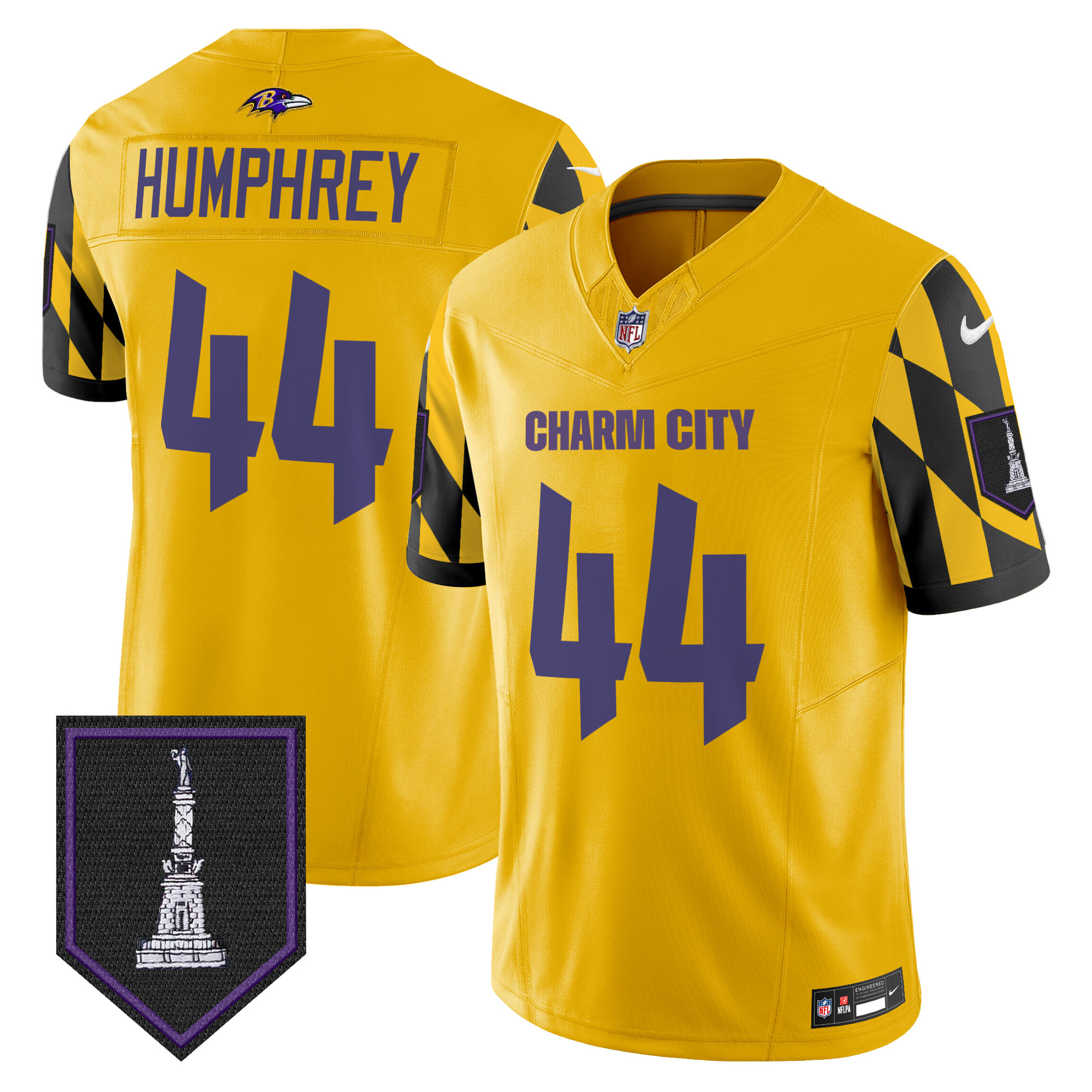 Marlon Humphrey Men's Baltimore Ravens City Edition Patch Vapor Limited Gold Jersey - All Stitched