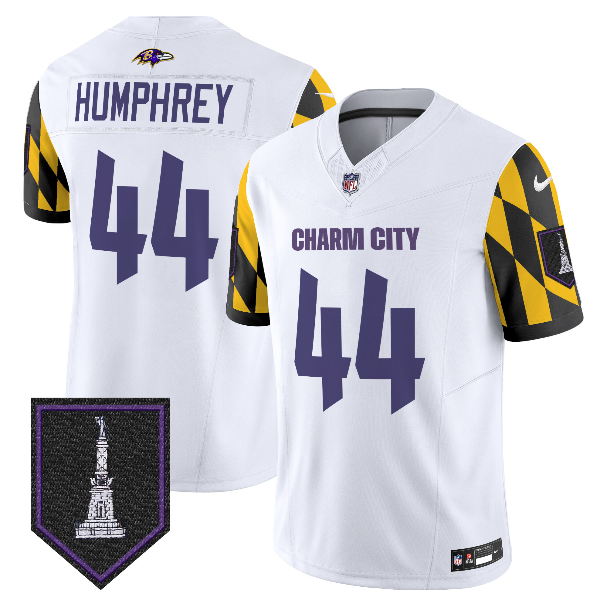 Marlon Humphrey Men's Baltimore Ravens City Edition Patch Vapor Limited White Jersey - All Stitched
