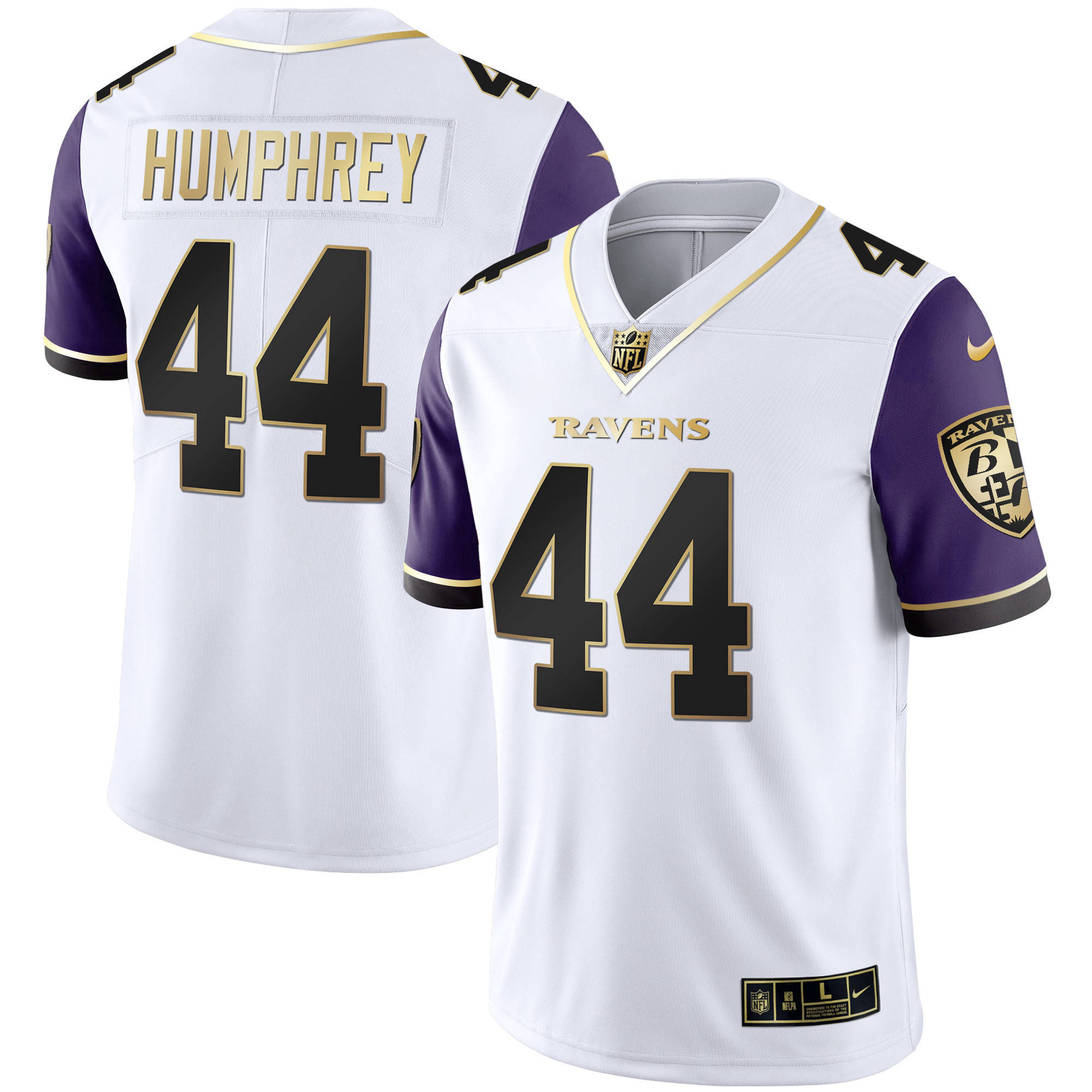 Marlon Humphrey Men's Baltimore Ravens Gold Vapor Color Sleeve Jersey - All Stitched