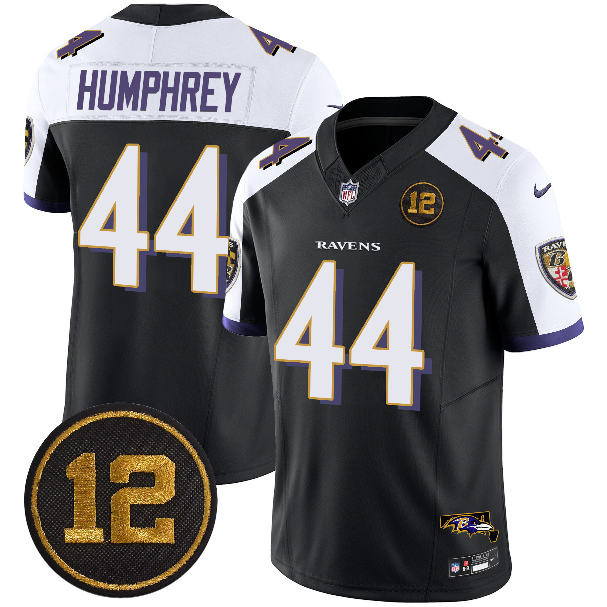 Marlon Humphrey Men's Baltimore Ravens Jacoby Jones Patch Vapor Limited Black Alternate Jersey - All Stitched