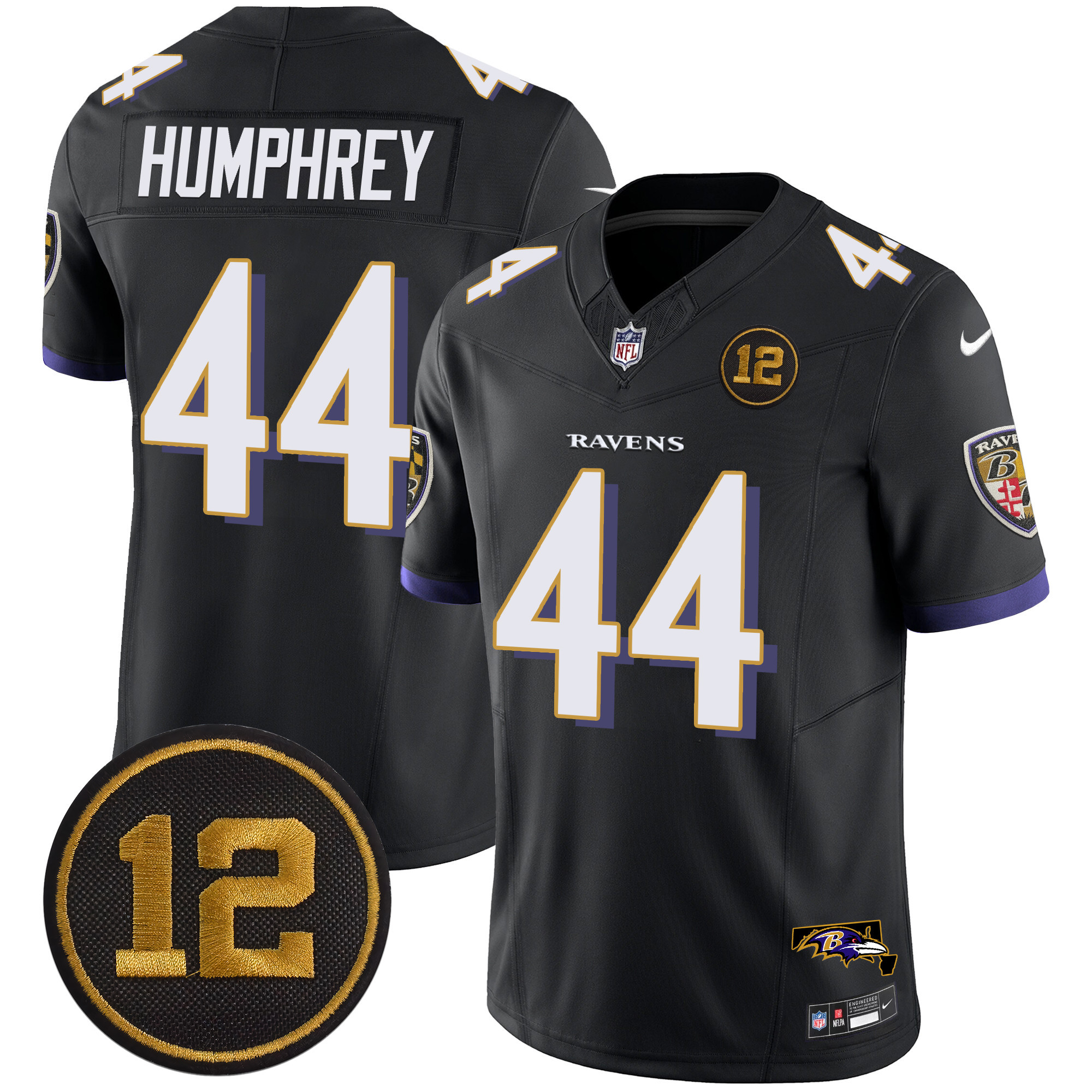 Marlon Humphrey Men's Baltimore Ravens Jacoby Jones Patch Vapor Limited Black Jersey - All Stitched