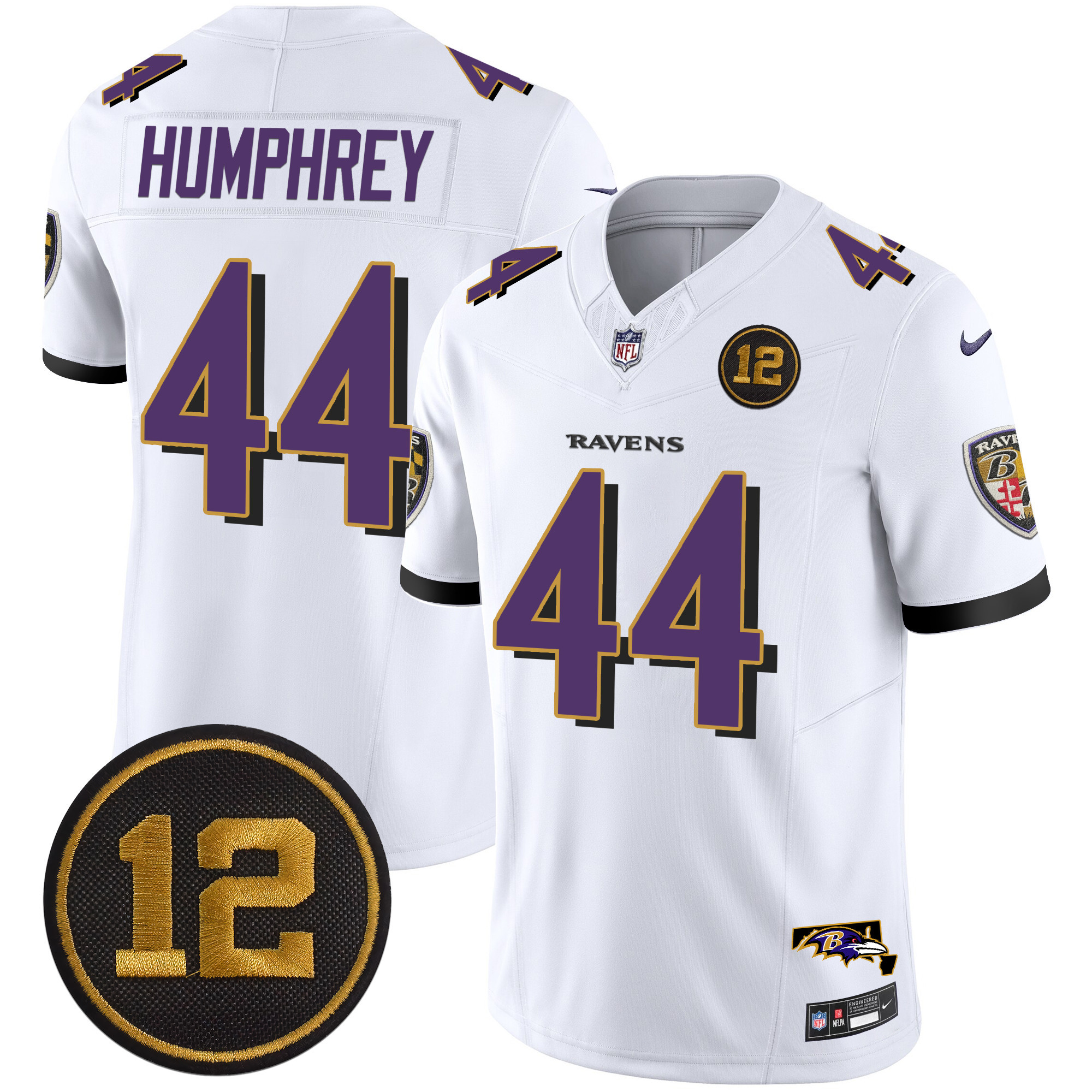 Marlon Humphrey Men's Baltimore Ravens Jacoby Jones Patch Vapor Limited White Jersey - All Stitched