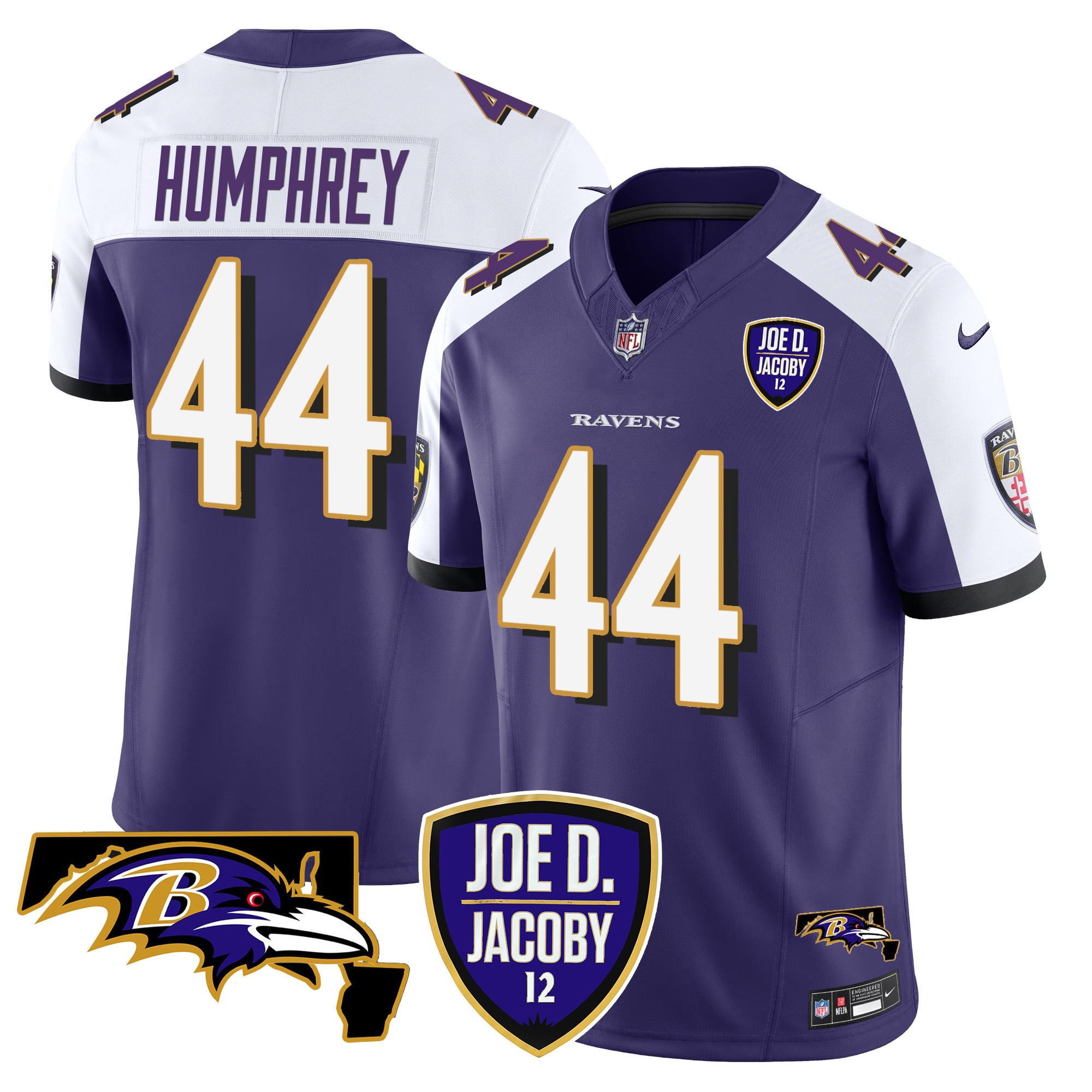 Marlon Humphrey Men's Baltimore Ravens Joe D & Jacoby Patch Vapor Limited Purple Alternate Jersey - All Stitched