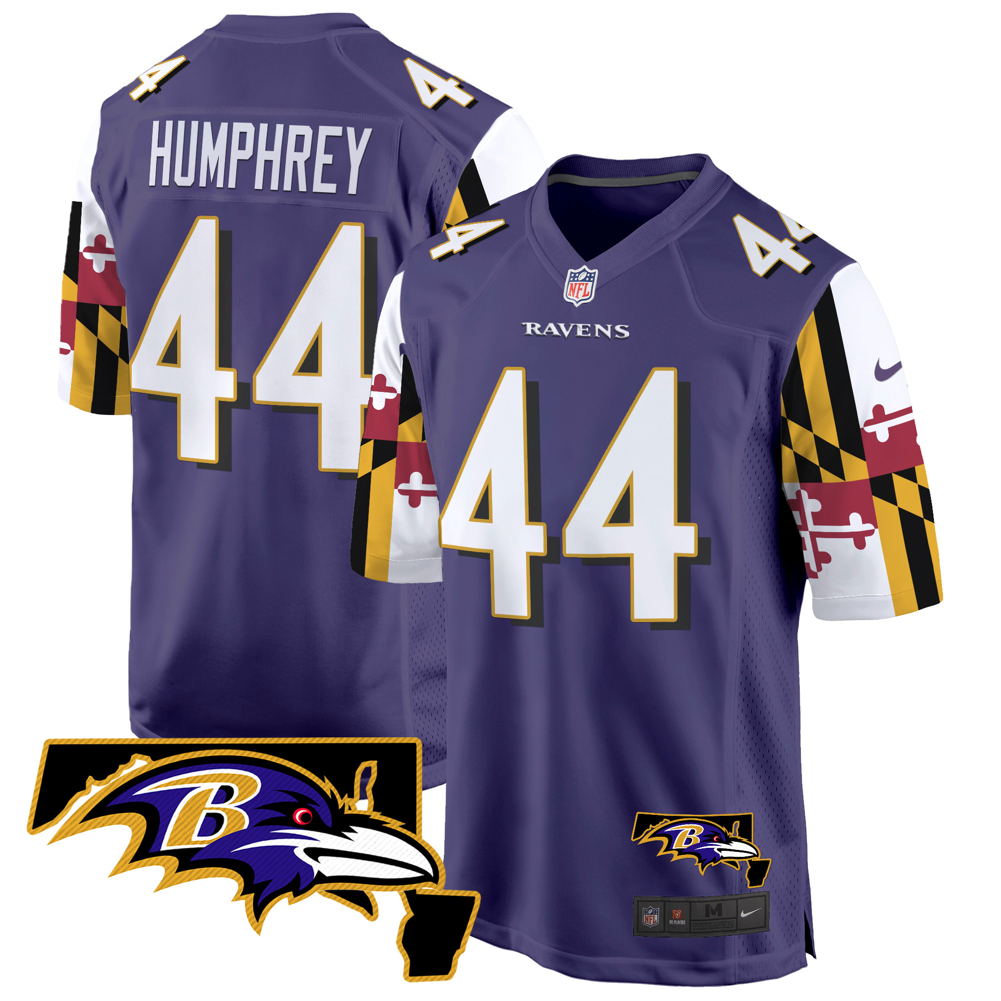 Marlon Humphrey Men's Baltimore Ravens Maryland Flag Game Purple Jersey - All Stitched