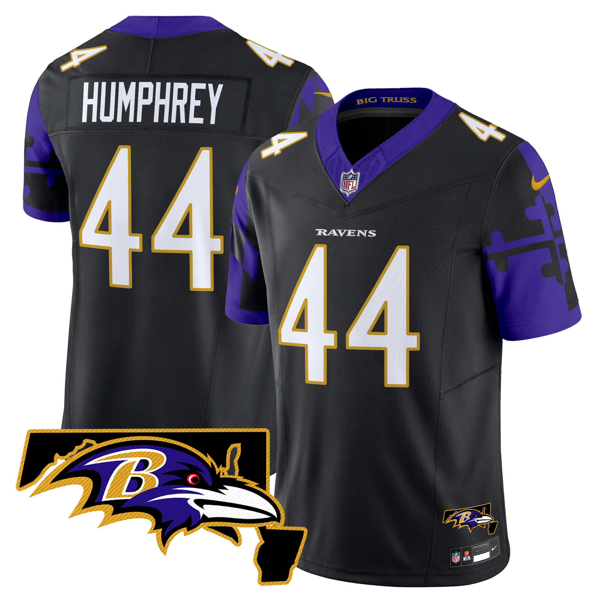 Marlon Humphrey Men's Baltimore Ravens Maryland Flag Map Patch Vapor Limited Black Jersey - All Stitched
