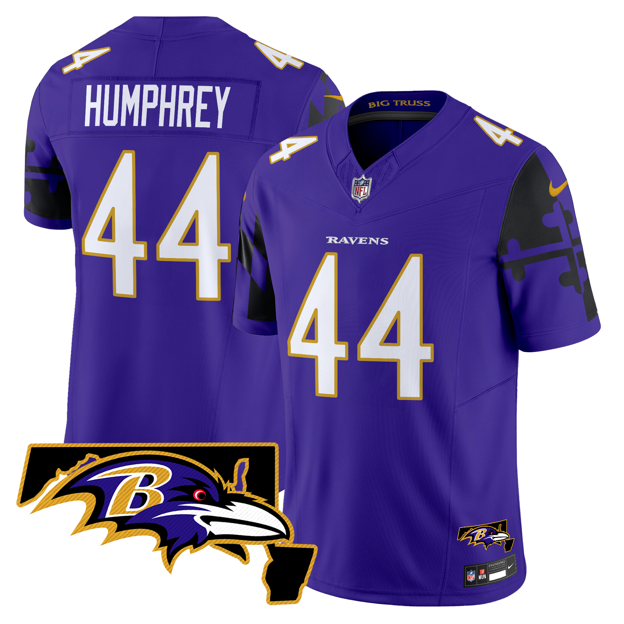 Marlon Humphrey Men's Baltimore Ravens Maryland Flag Map Patch Vapor Limited Purple Jersey - All Stitched