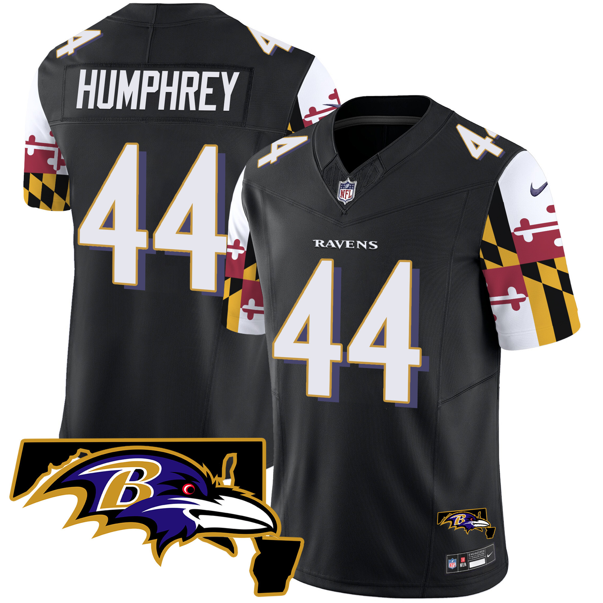 Marlon Humphrey Men's Baltimore Ravens Maryland Flag Vapor Limited Black Jersey - All Stitched