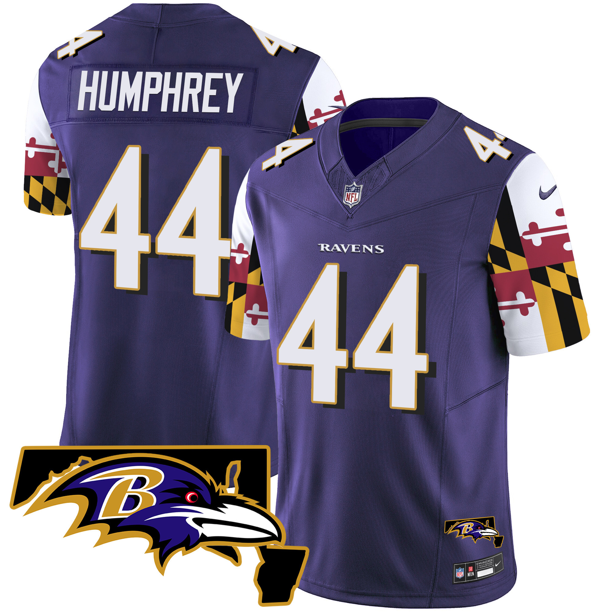 Marlon Humphrey Men's Baltimore Ravens Maryland Flag Vapor Limited Purple Jersey - All Stitched