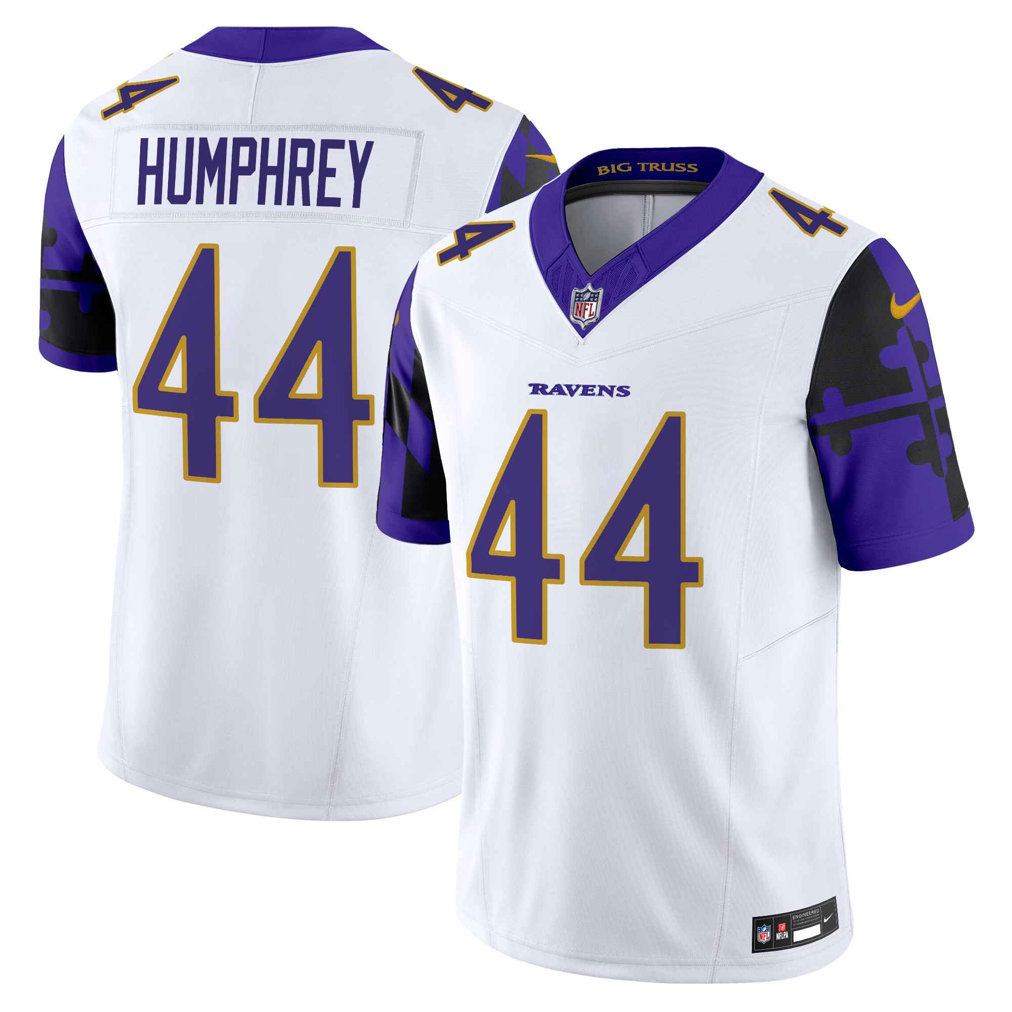Marlon Humphrey Men's Baltimore Ravens Maryland Flag Vapor Limited White Jersey - All Stitched