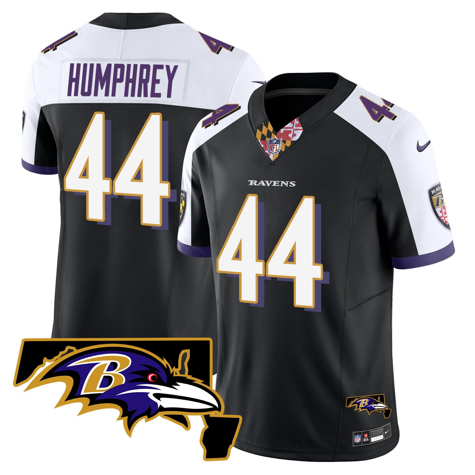 Marlon Humphrey Men's Baltimore Ravens Maryland Patch Vapor Limited Black Alternate Jersey - All Stitched