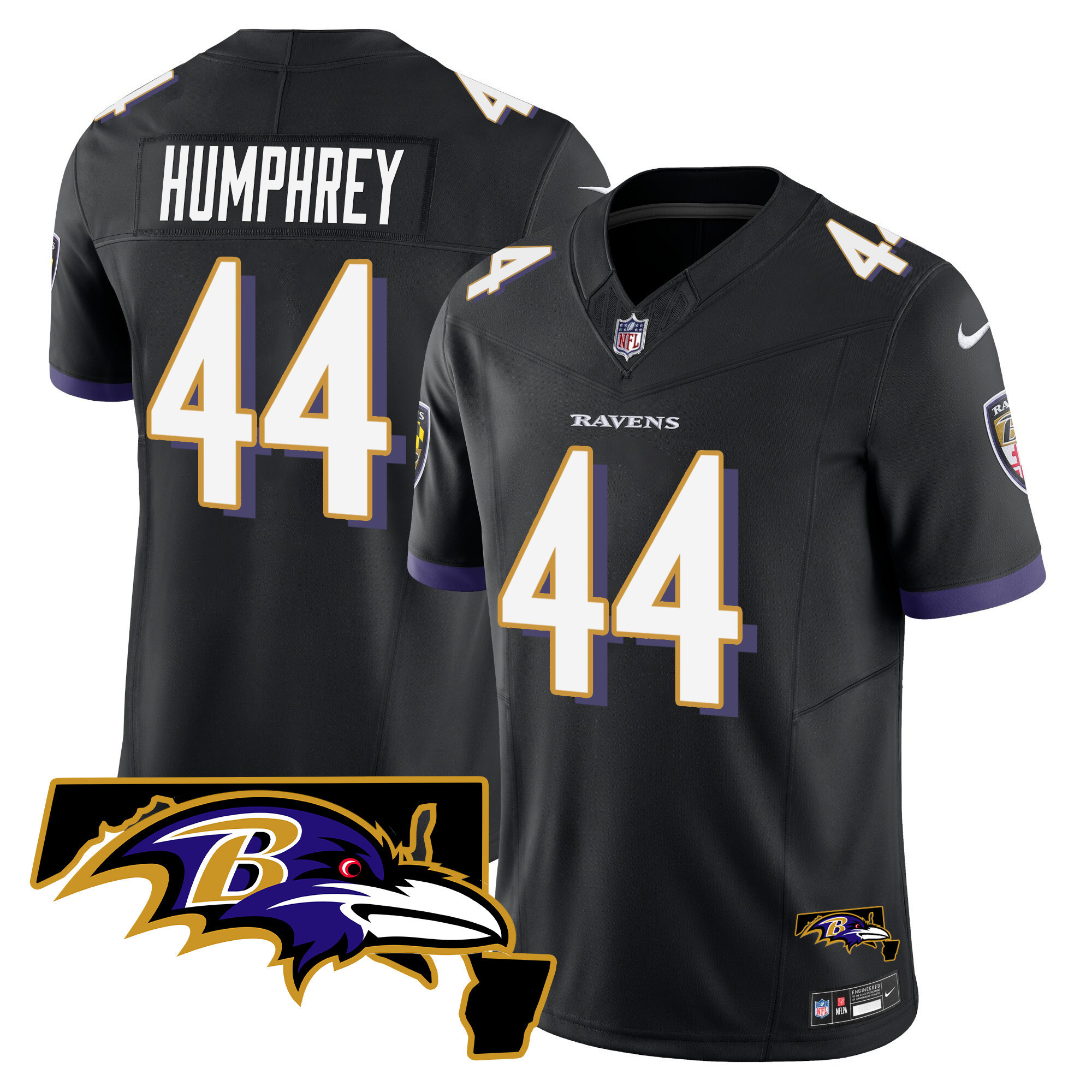 Marlon Humphrey Men's Baltimore Ravens Maryland Patch Vapor Limited Black Jersey - All Stitched