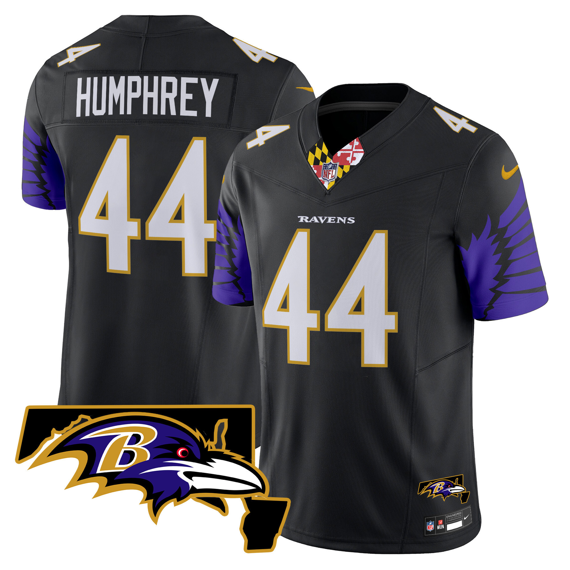 Marlon Humphrey Men's Baltimore Ravens Maryland Patch Vapor Limited Black Jersey - All Stitched