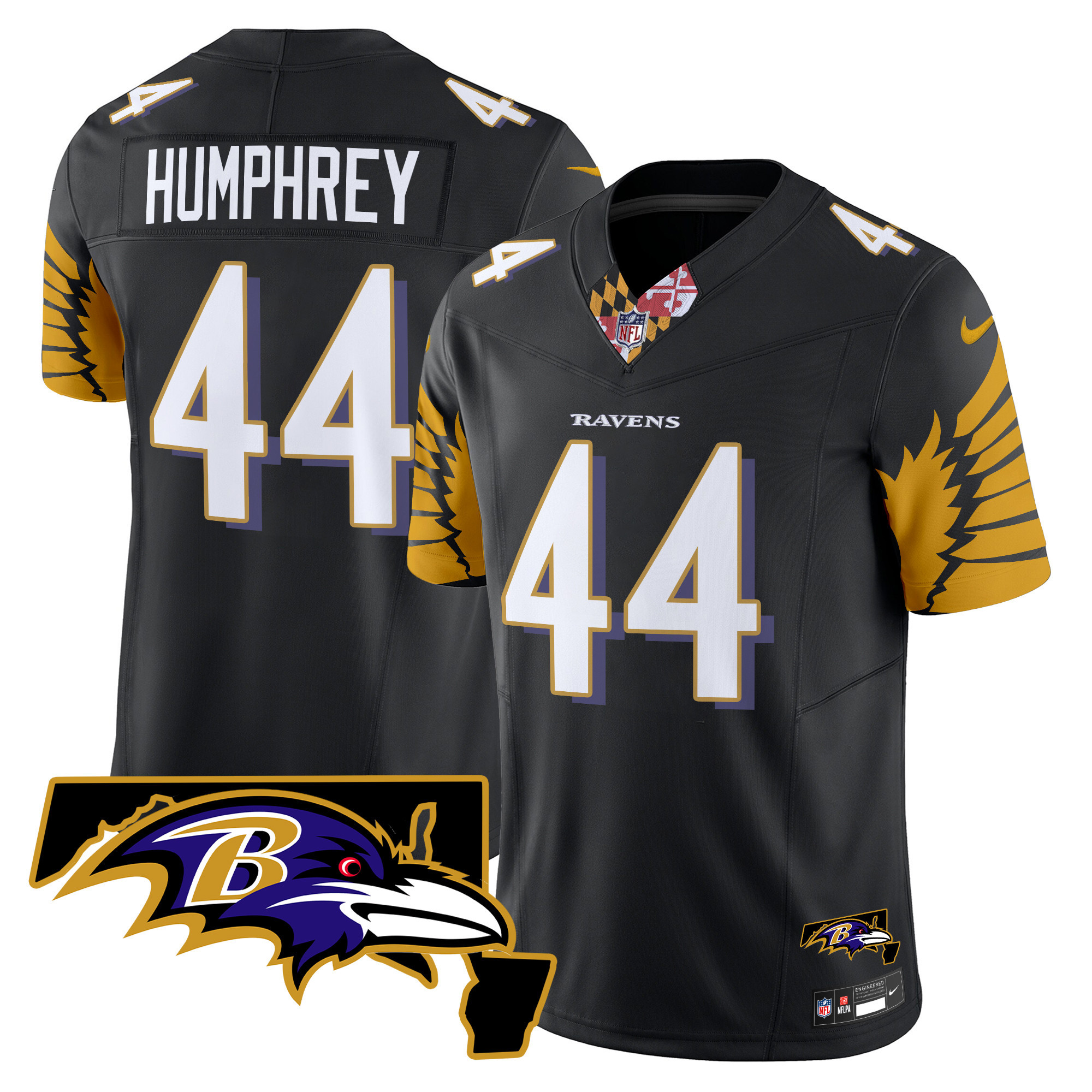 Marlon Humphrey Men's Baltimore Ravens Maryland Patch Vapor Limited Black Jersey - All Stitched