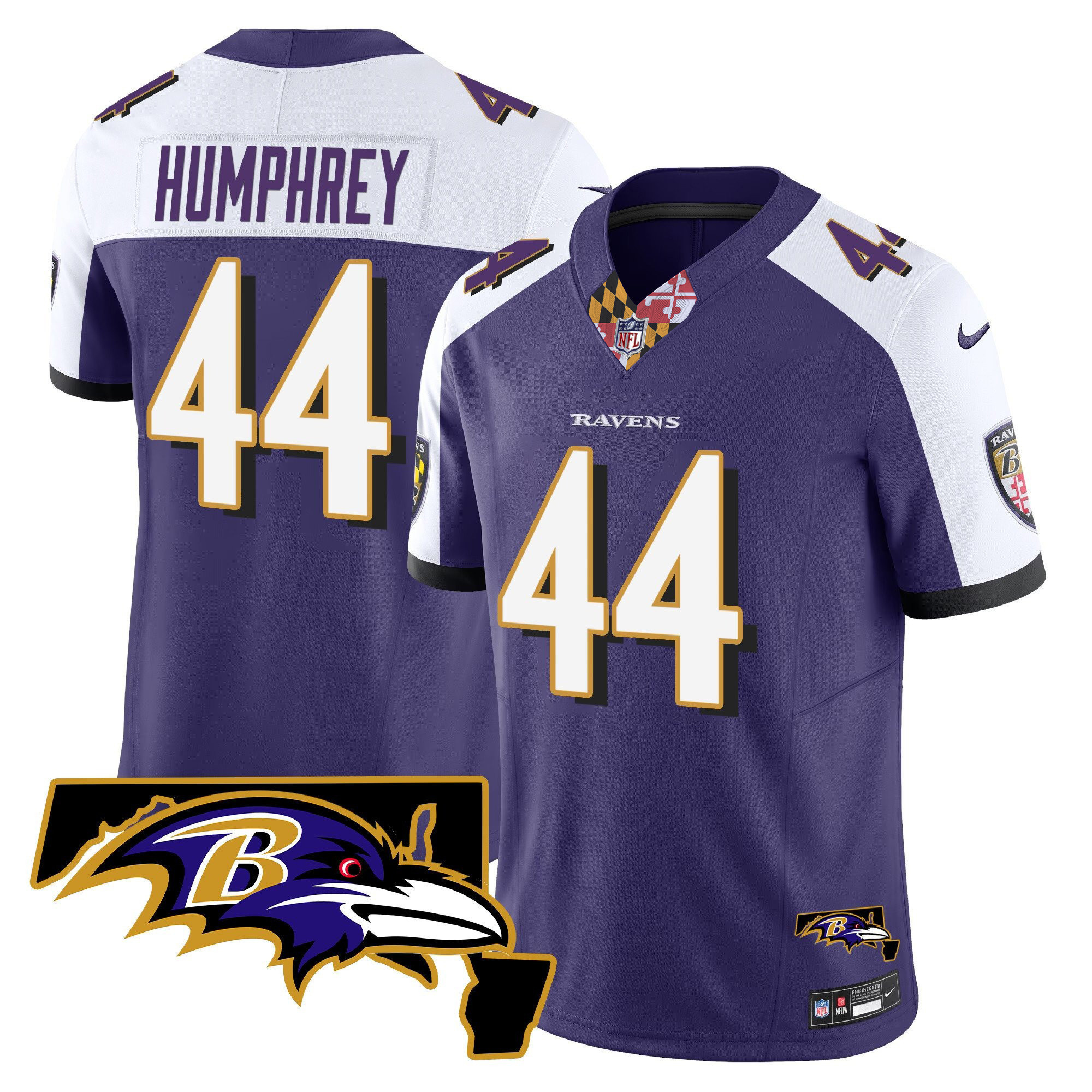 Marlon Humphrey Men's Baltimore Ravens Maryland Patch Vapor Limited Purple Alternate Jersey - All Stitched