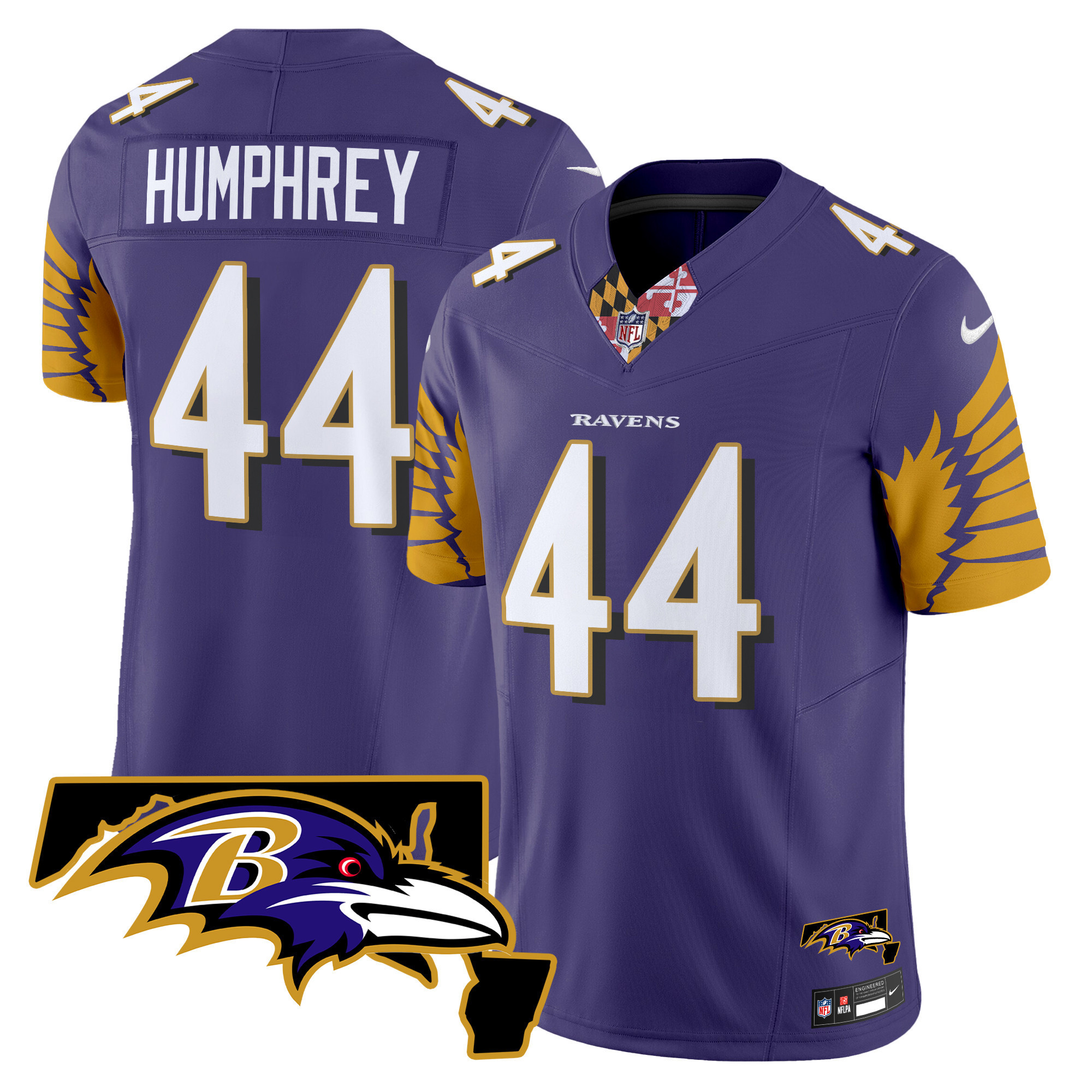 Marlon Humphrey Men's Baltimore Ravens Maryland Patch Vapor Limited Purple Jersey - All Stitched