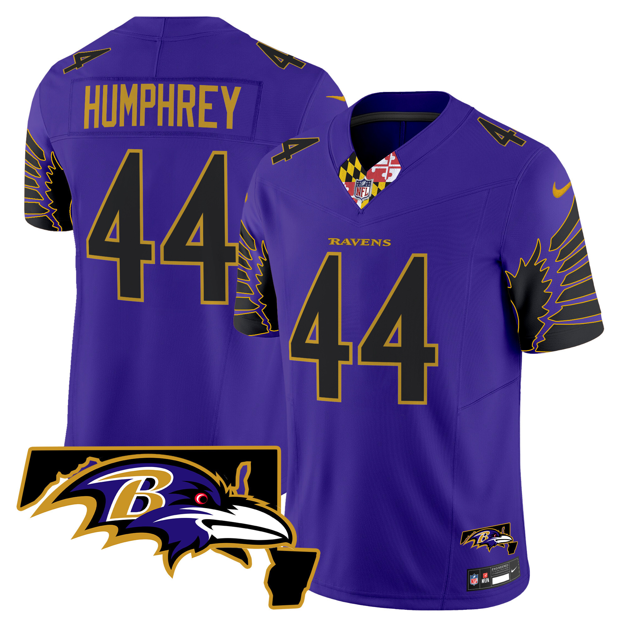 Marlon Humphrey Men's Baltimore Ravens Maryland Patch Vapor Limited Purple Limited Jersey - All Stitched