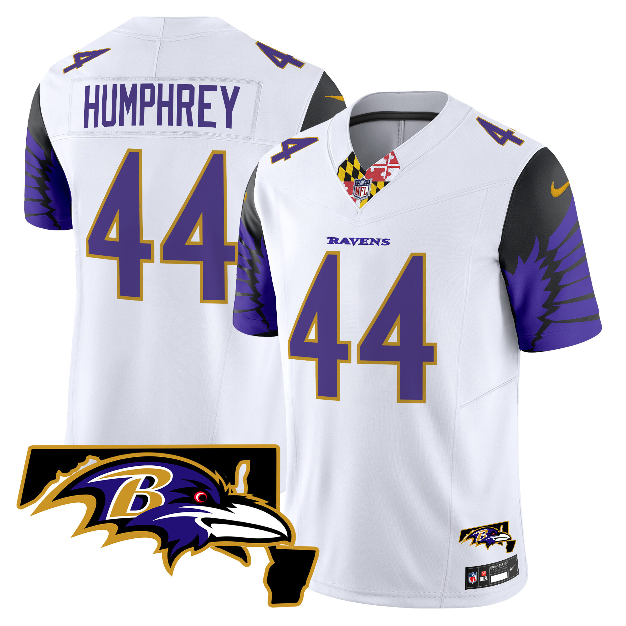 Marlon Humphrey Men's Baltimore Ravens Maryland Patch Vapor Limited White Jersey - All Stitched