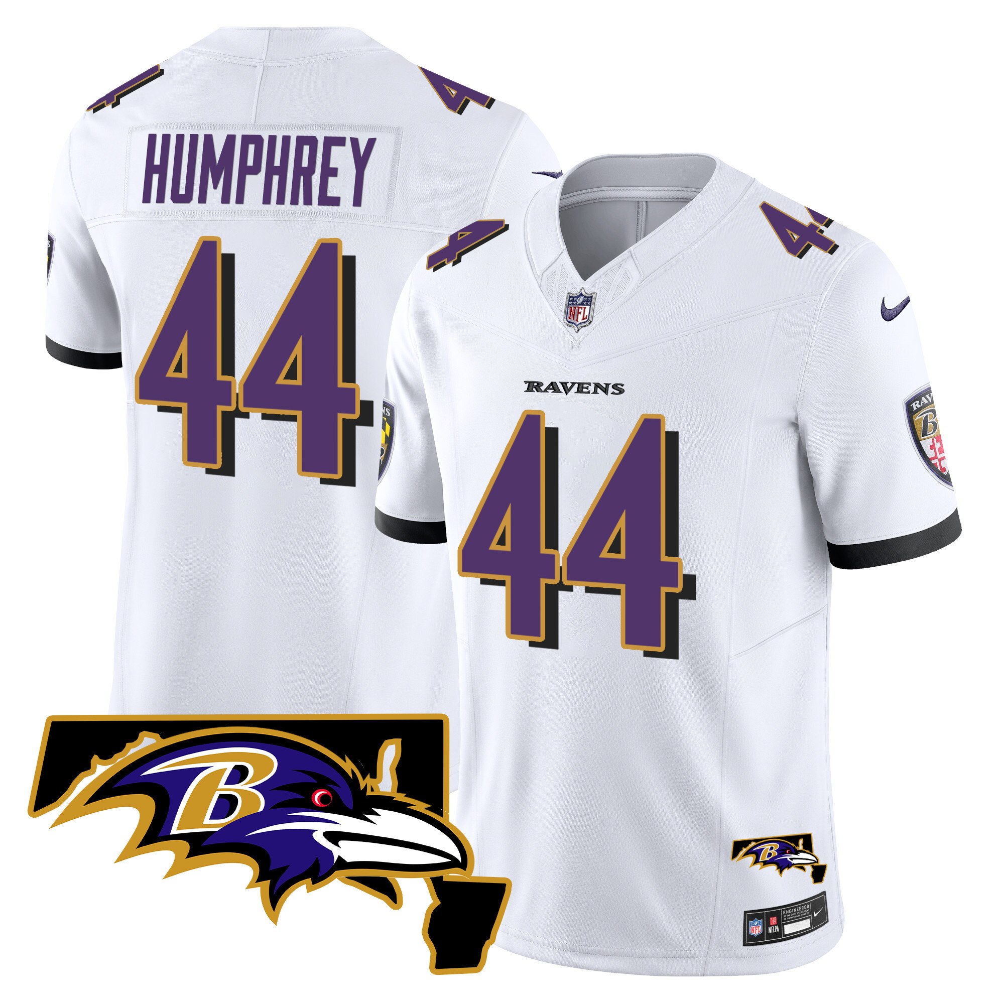 Marlon Humphrey Men's Baltimore Ravens Maryland Patch Vapor Limited White Jersey - All Stitched