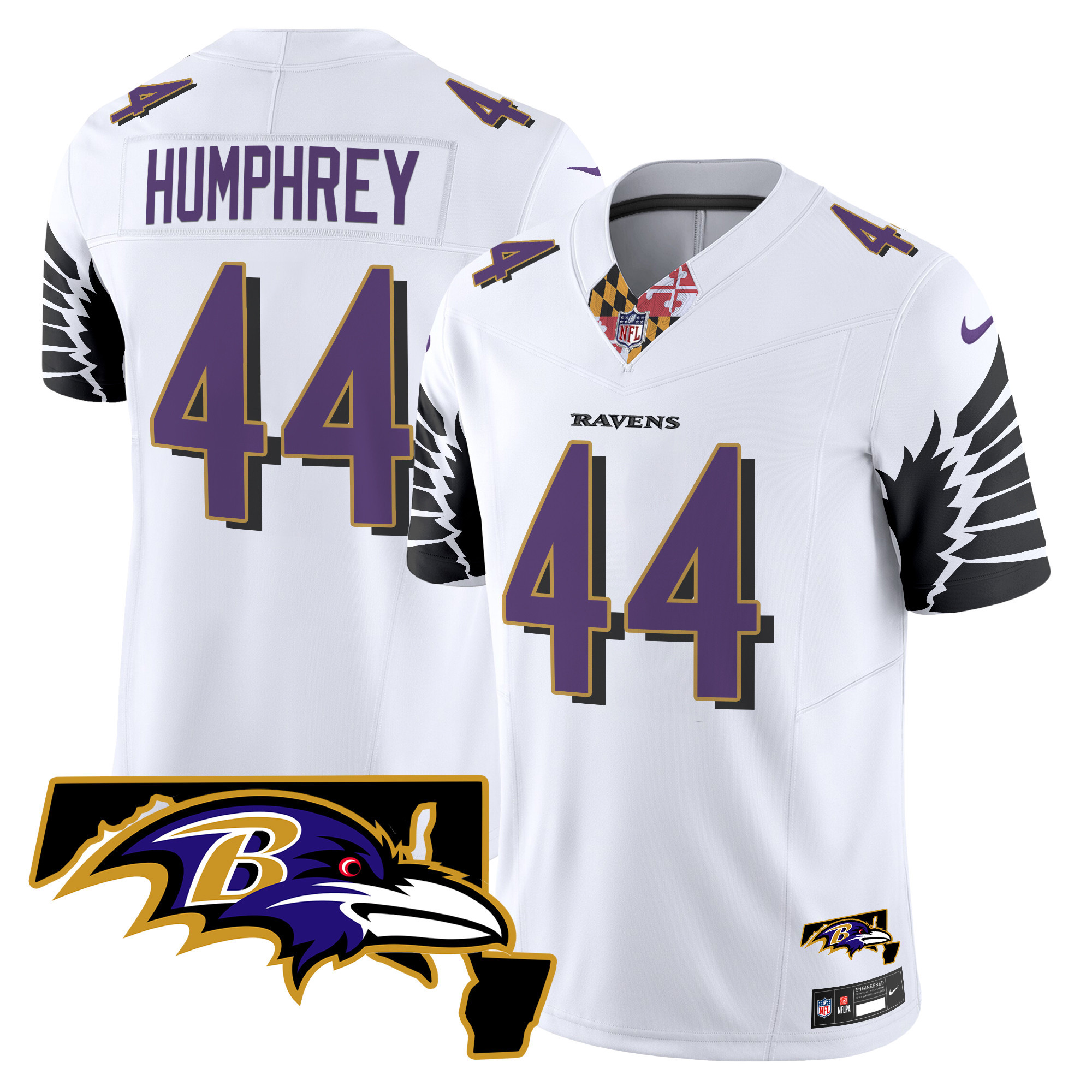 Marlon Humphrey Men's Baltimore Ravens Maryland Patch Vapor Limited White Jersey - All Stitched