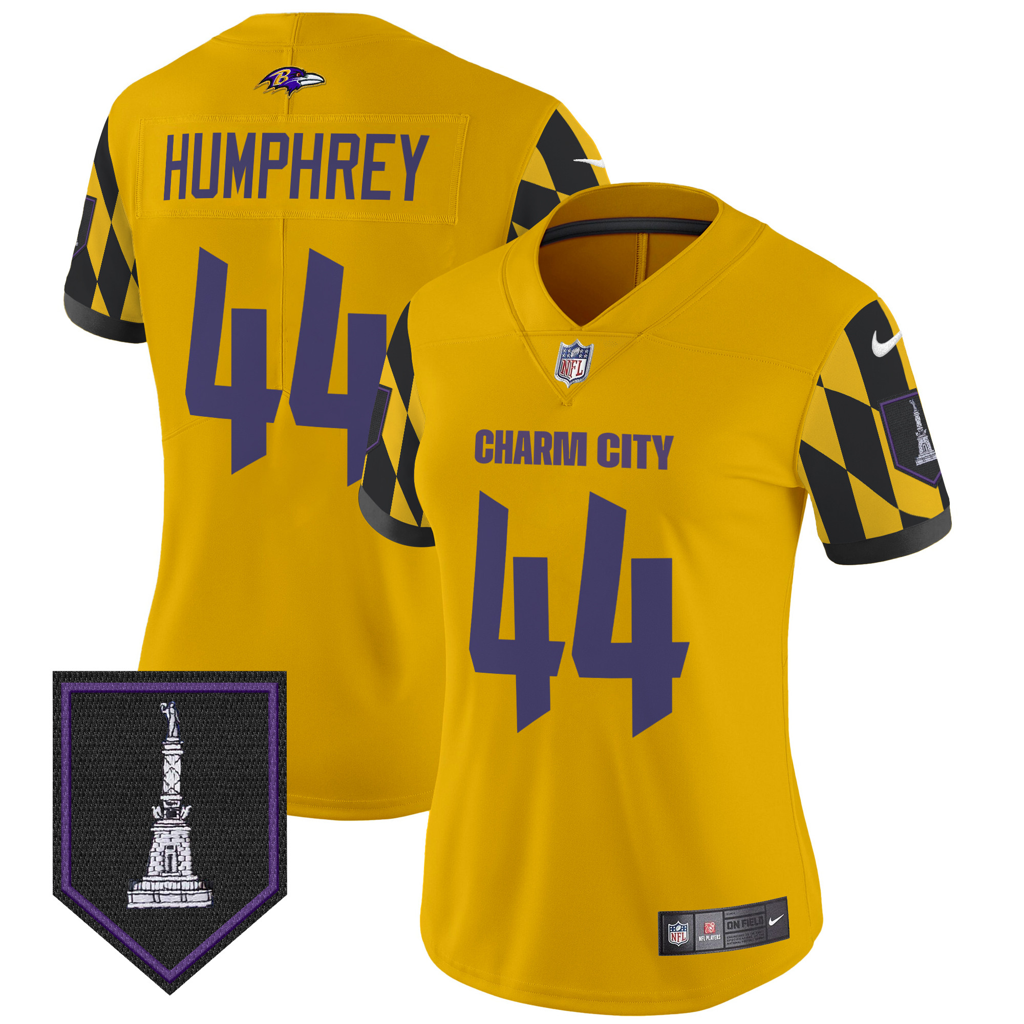 Marlon Humphrey Women's Baltimore Ravens City Edition Patch Vapor Limited Gold Jersey - All Stitched