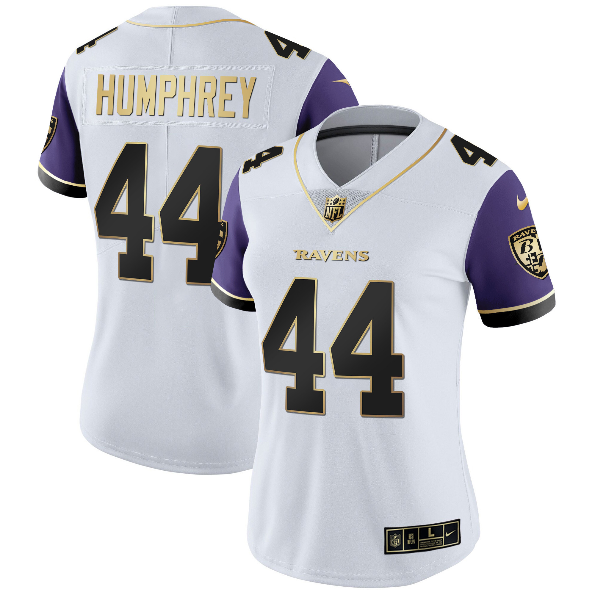 Marlon Humphrey Women's Baltimore Ravens Gold Vapor Color Sleeve Jersey - All Stitched