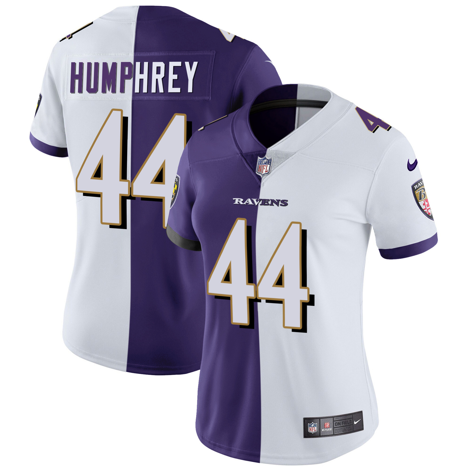 Marlon Humphrey Women's Baltimore Ravens Gold Vapor Split Jersey - All Stitched