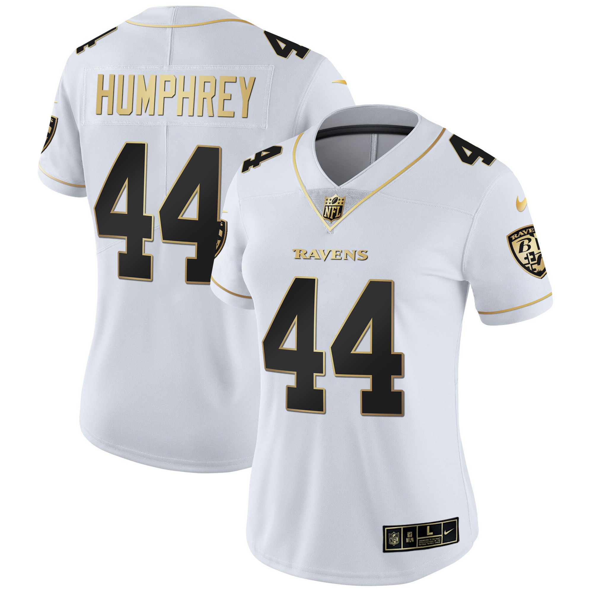 Marlon Humphrey Women's Baltimore Ravens Gold Vapor White Gold Jersey - All Stitched