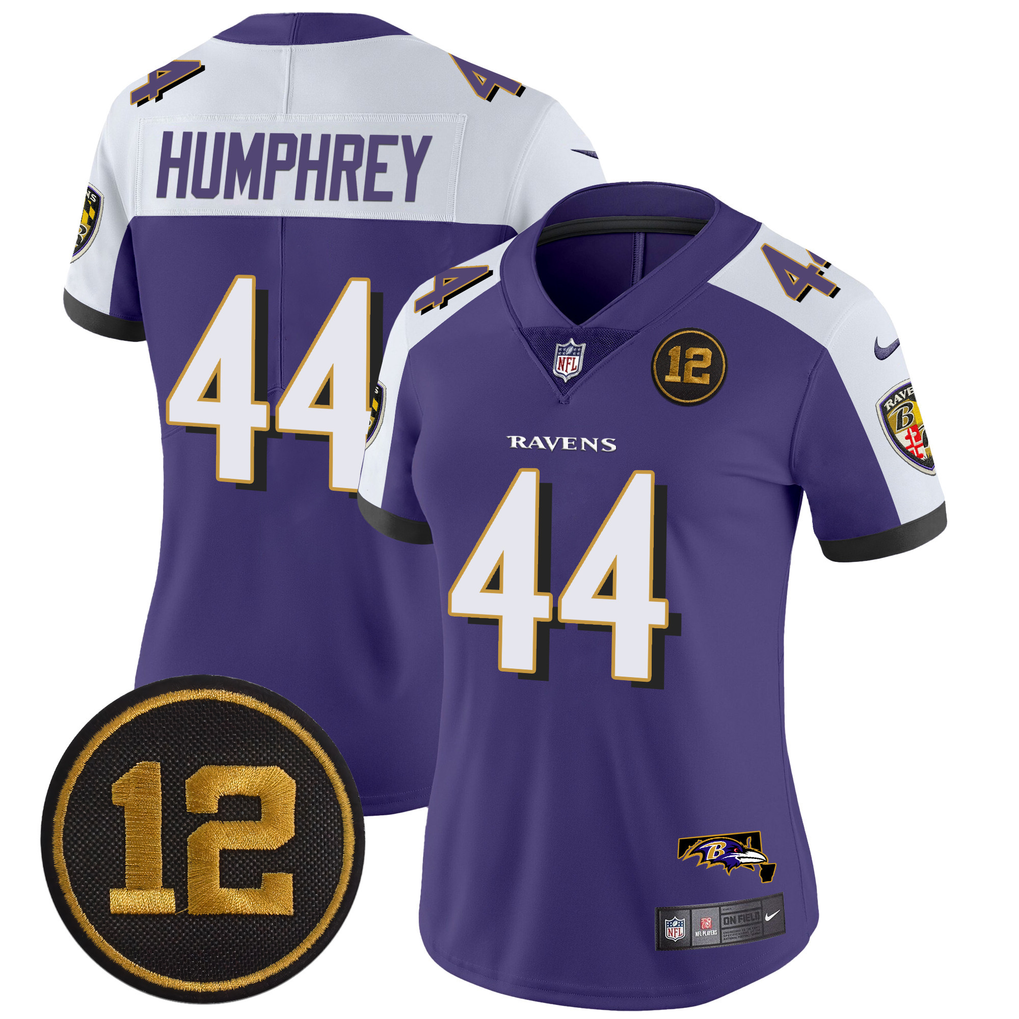 Marlon Humphrey Women's Baltimore Ravens Jacoby Jones Patch Vapor Limited Purple Alternate Jersey - All Stitched