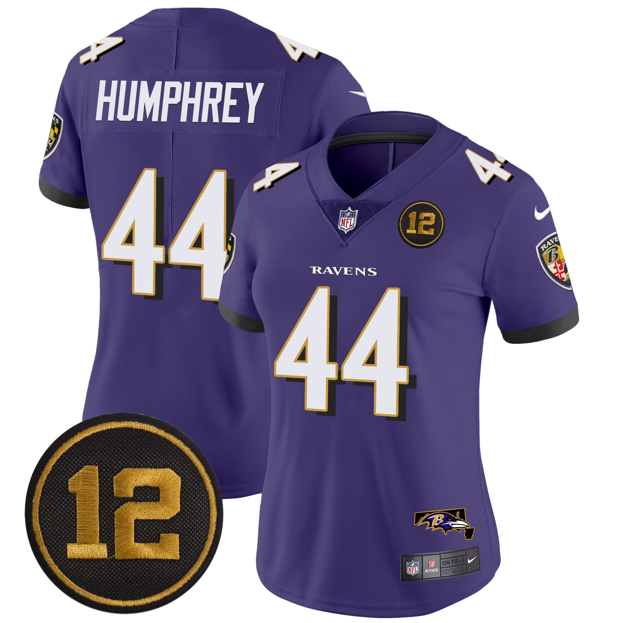 Marlon Humphrey Women's Baltimore Ravens Jacoby Jones Patch Vapor Limited Purple Jersey - All Stitched