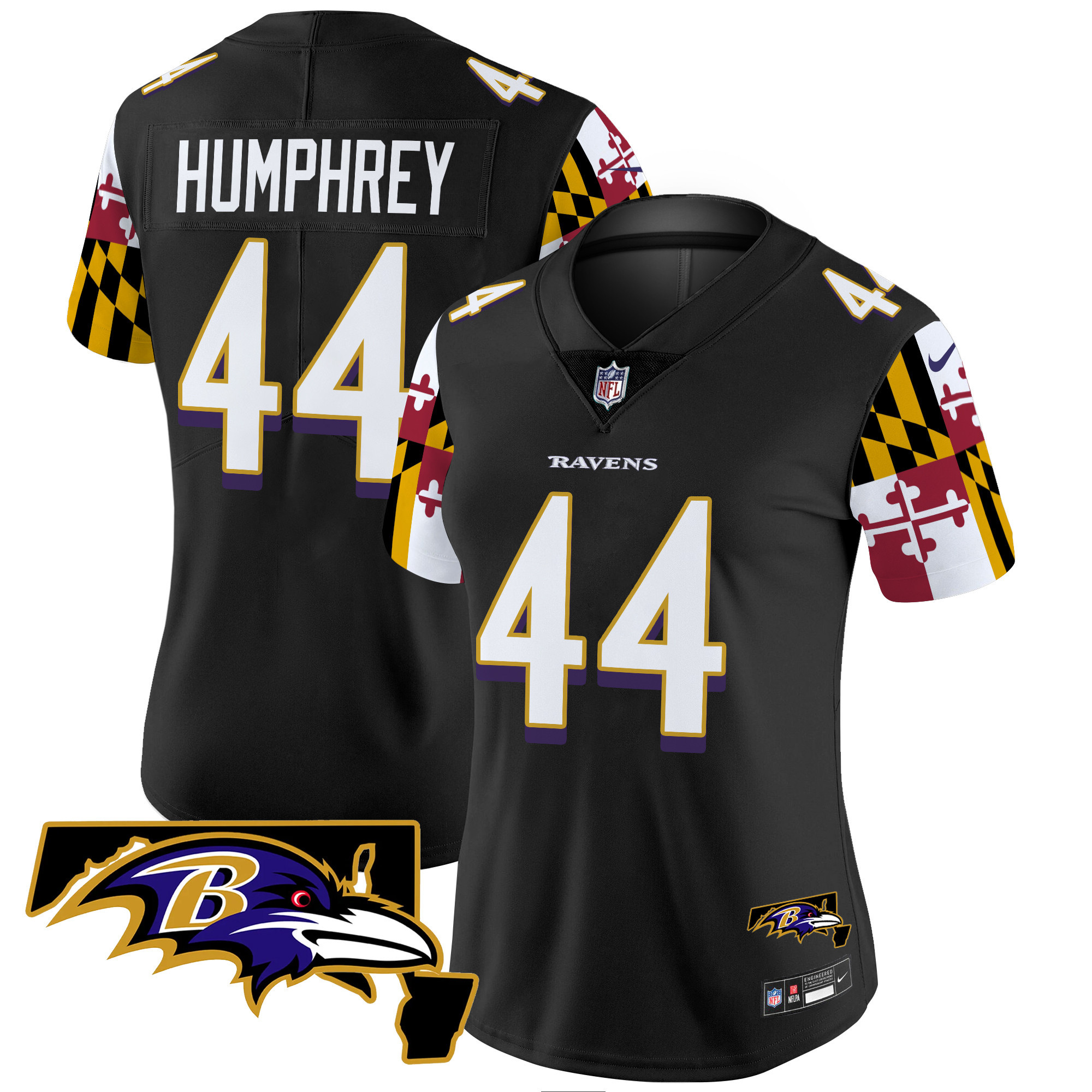 Marlon Humphrey Women's Baltimore Ravens Maryland Flag Vapor Limited Black Jersey - All Stitched