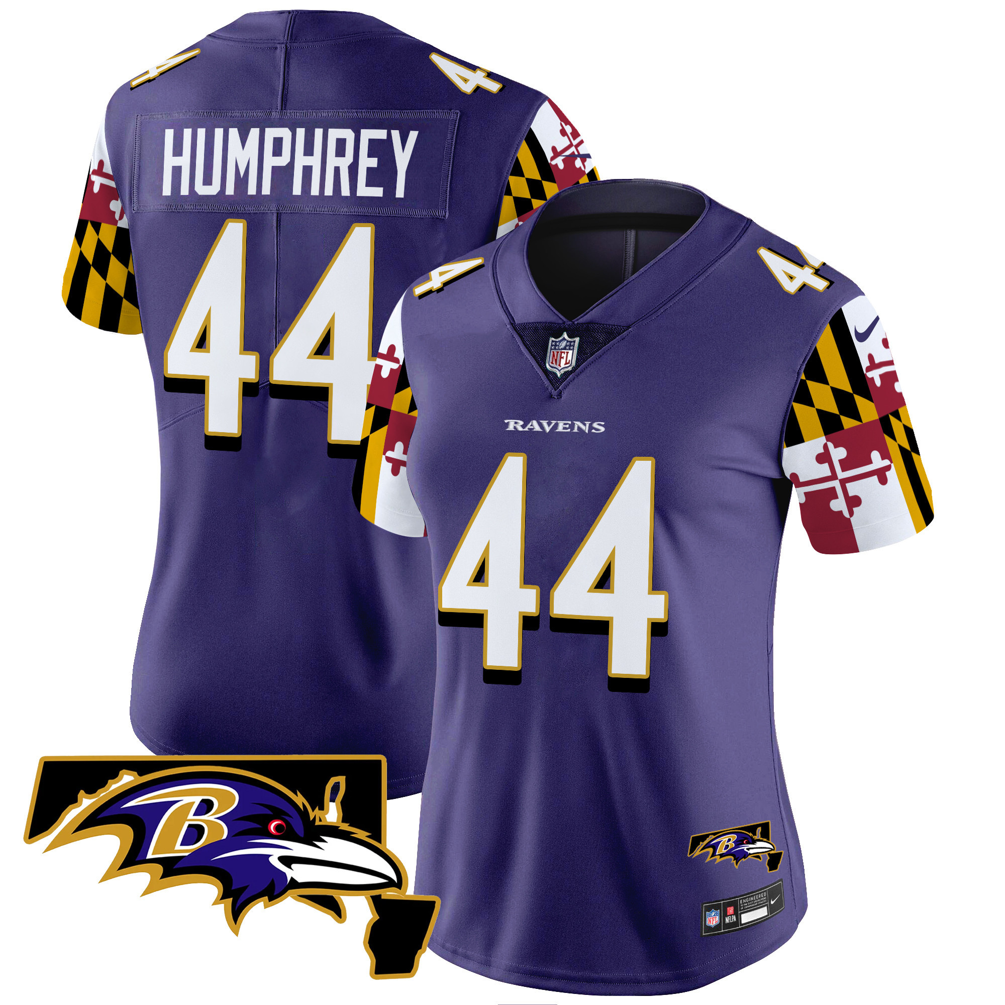 Marlon Humphrey Women's Baltimore Ravens Maryland Flag Vapor Limited Purple Jersey - All Stitched