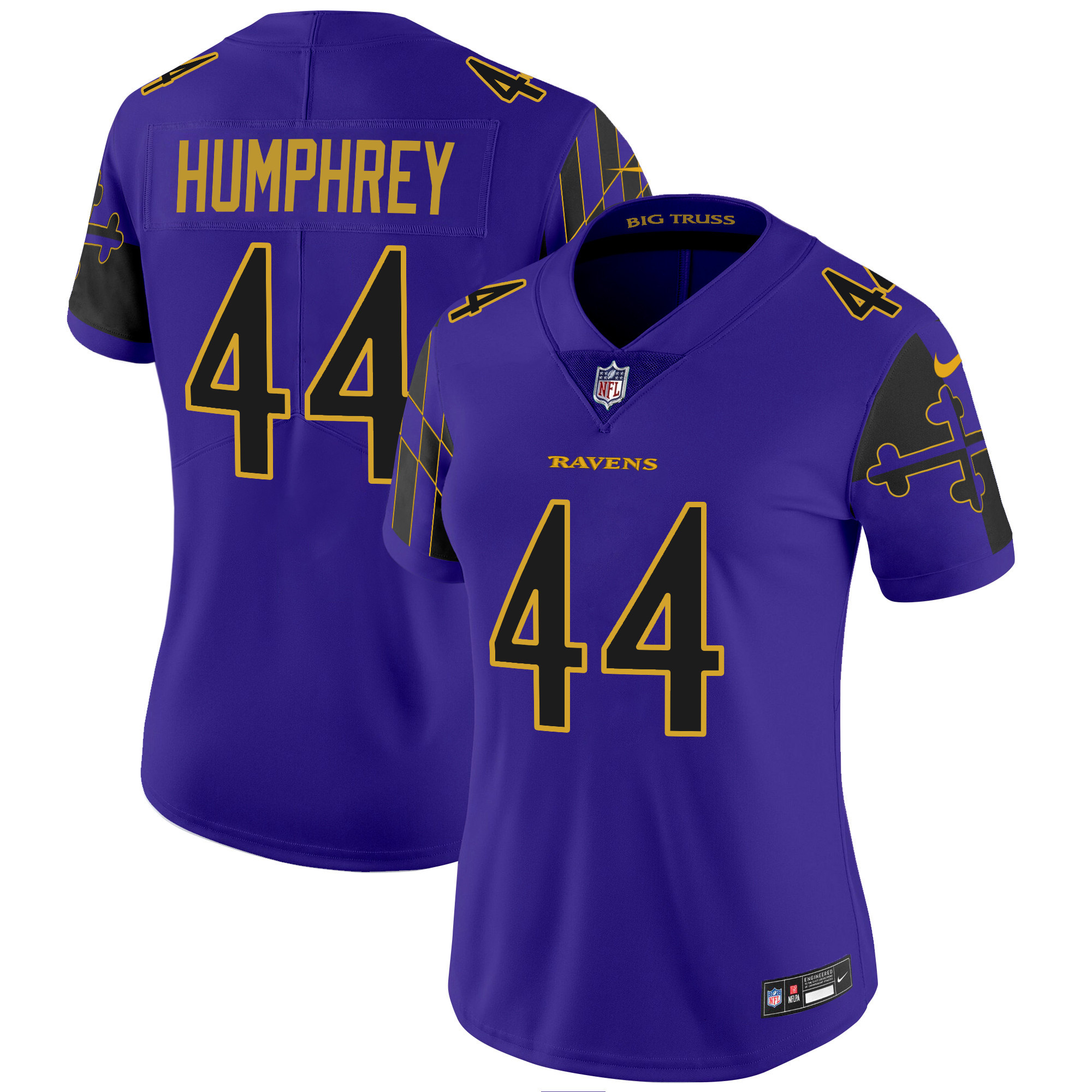 Marlon Humphrey Women's Baltimore Ravens Maryland Flag Vapor Limited Purple Limited Jersey - All Stitched