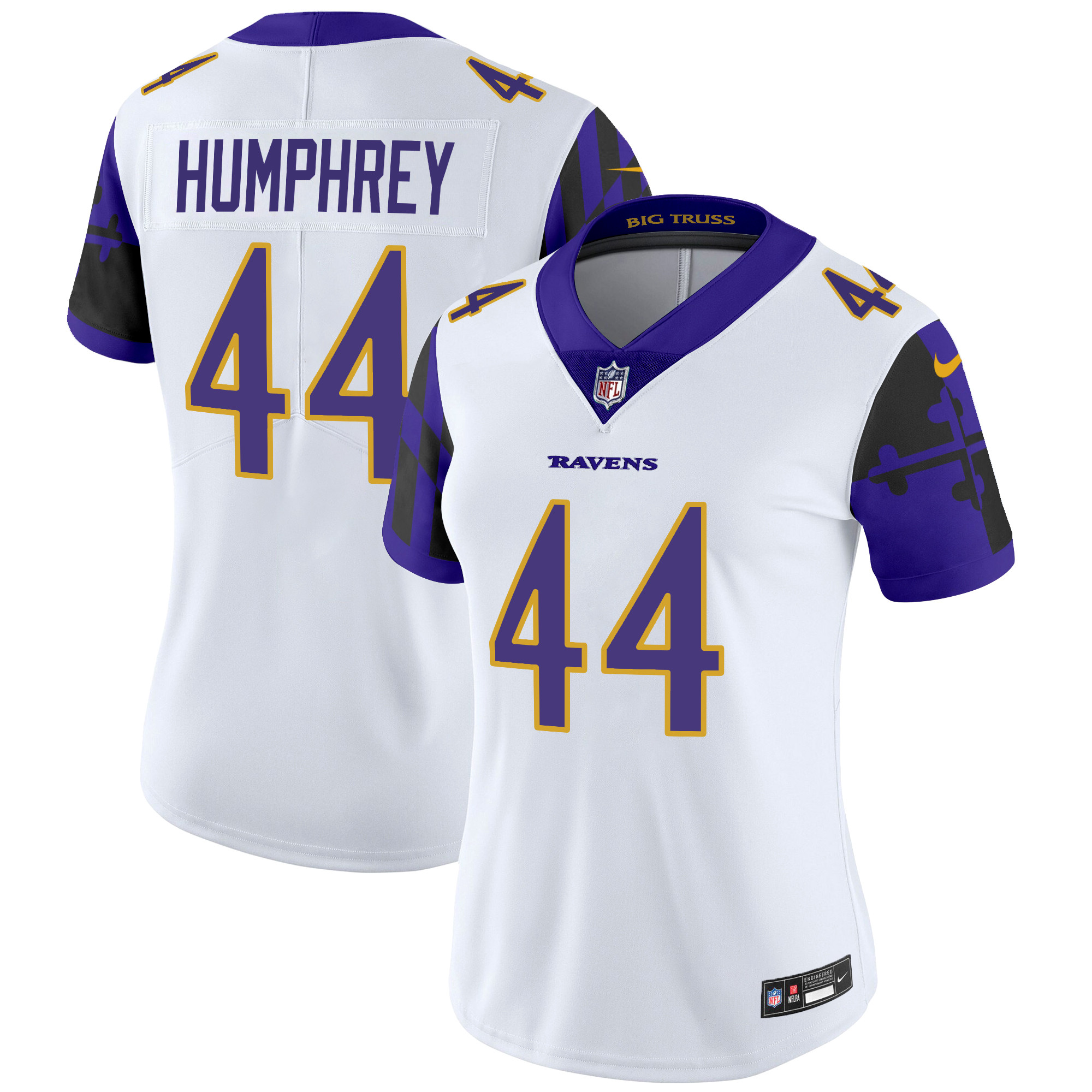 Marlon Humphrey Women's Baltimore Ravens Maryland Flag Vapor Limited White Jersey - All Stitched