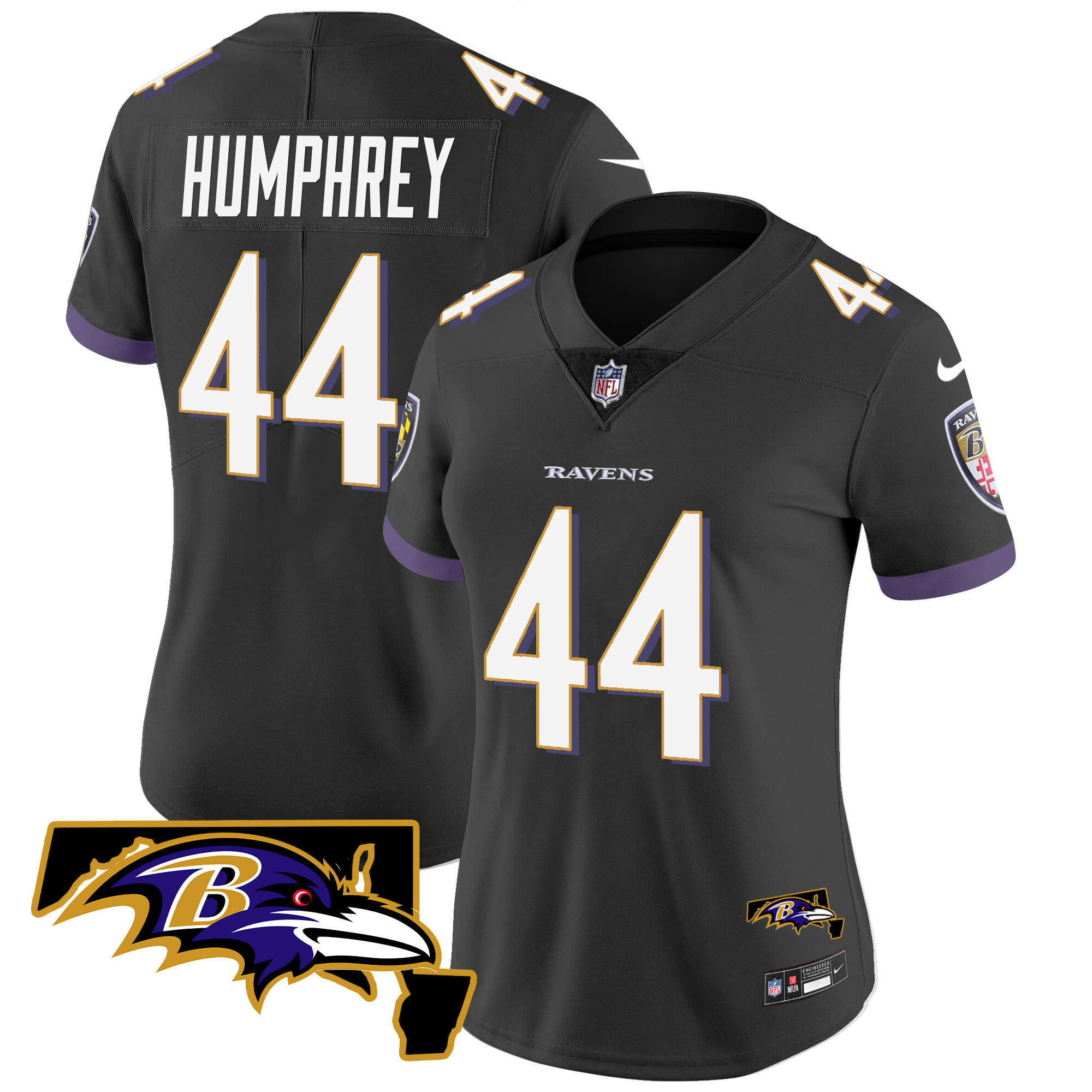 Marlon Humphrey Women's Baltimore Ravens Maryland Patch Vapor Limited Black Jersey - All Stitched