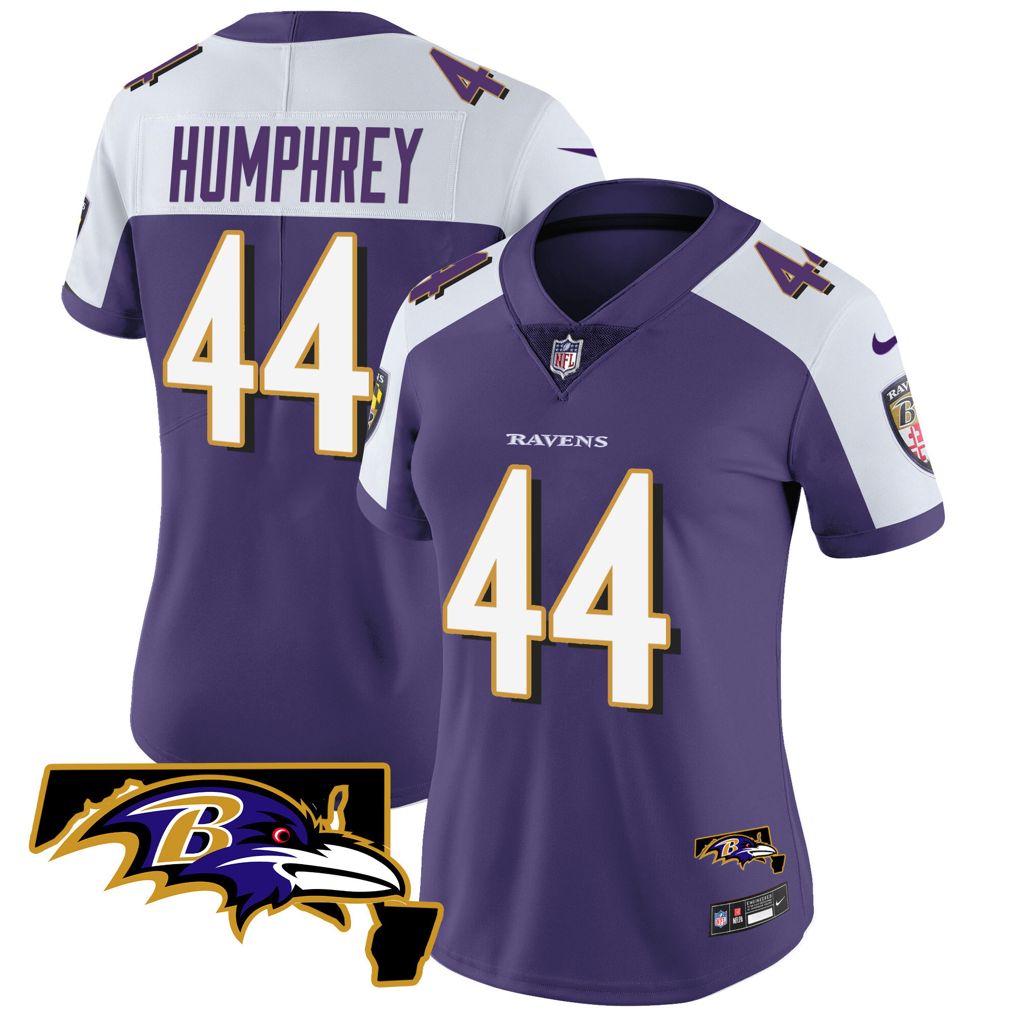 Marlon Humphrey Women's Baltimore Ravens Maryland Patch Vapor Limited Purple Alternate Jersey - All Stitched