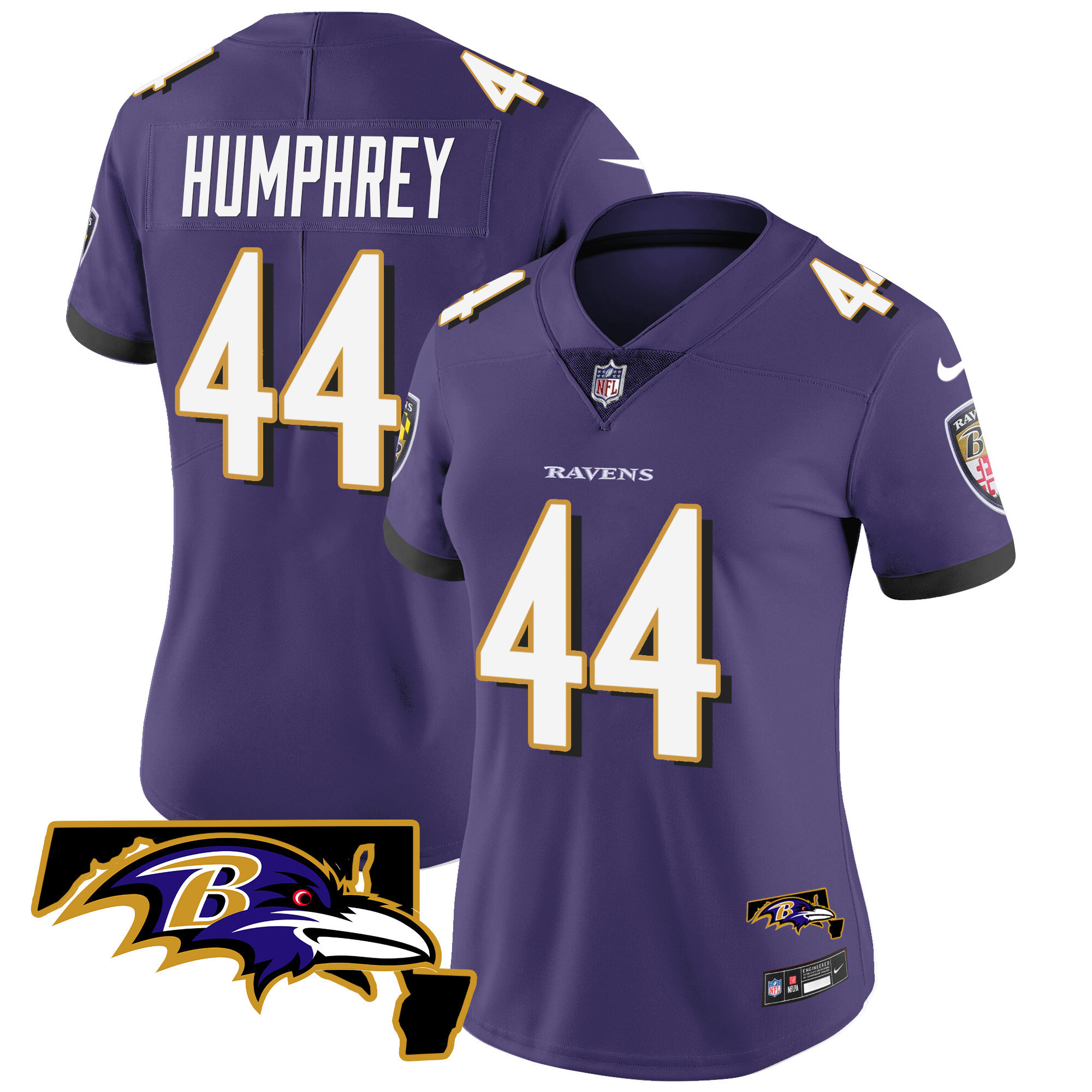 Marlon Humphrey Women's Baltimore Ravens Maryland Patch Vapor Limited Purple Jersey - All Stitched