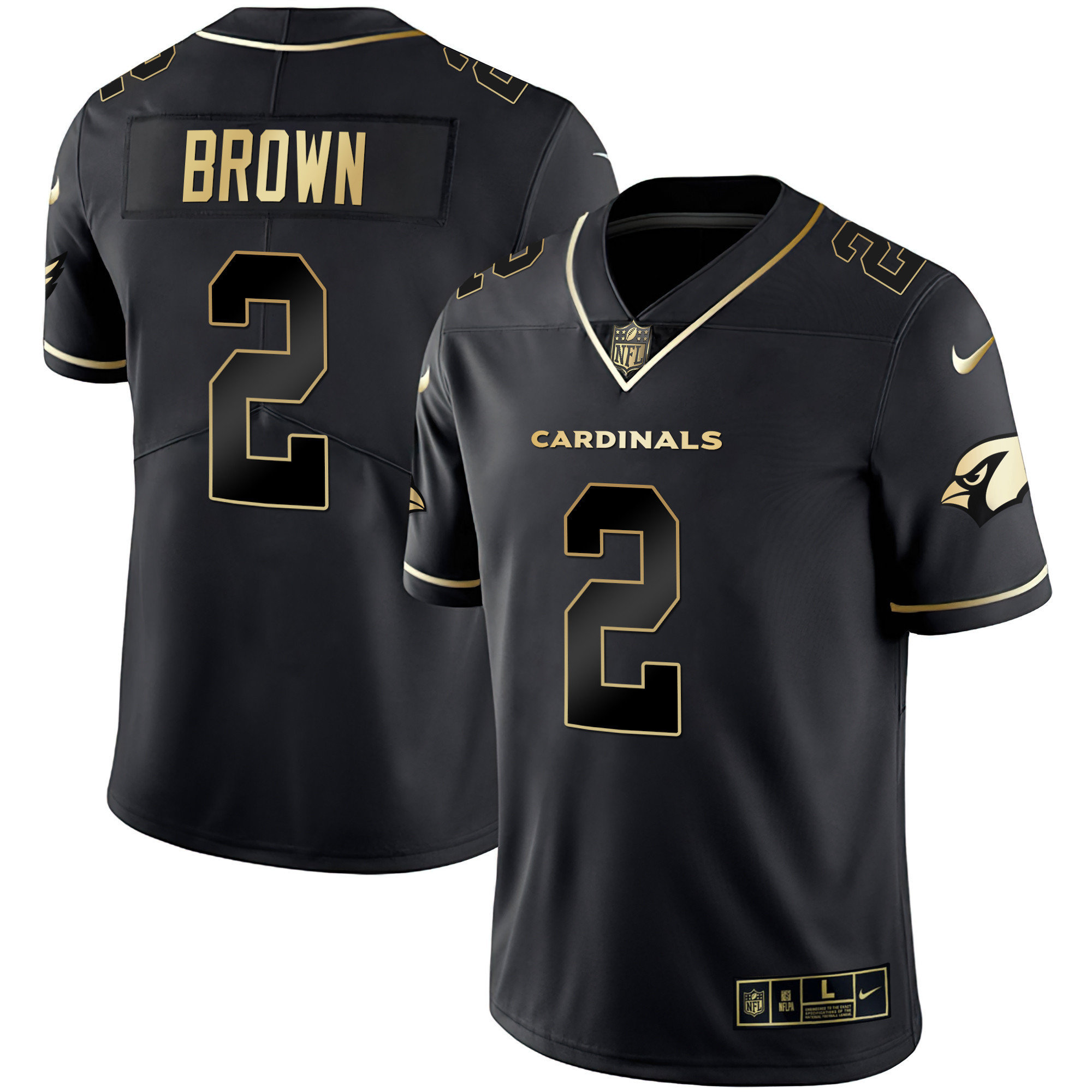 Marquise Brown Men's Arizona Cardinals Black Gold & White Gold Vapor Limited Black Gold Jersey - All Stitched