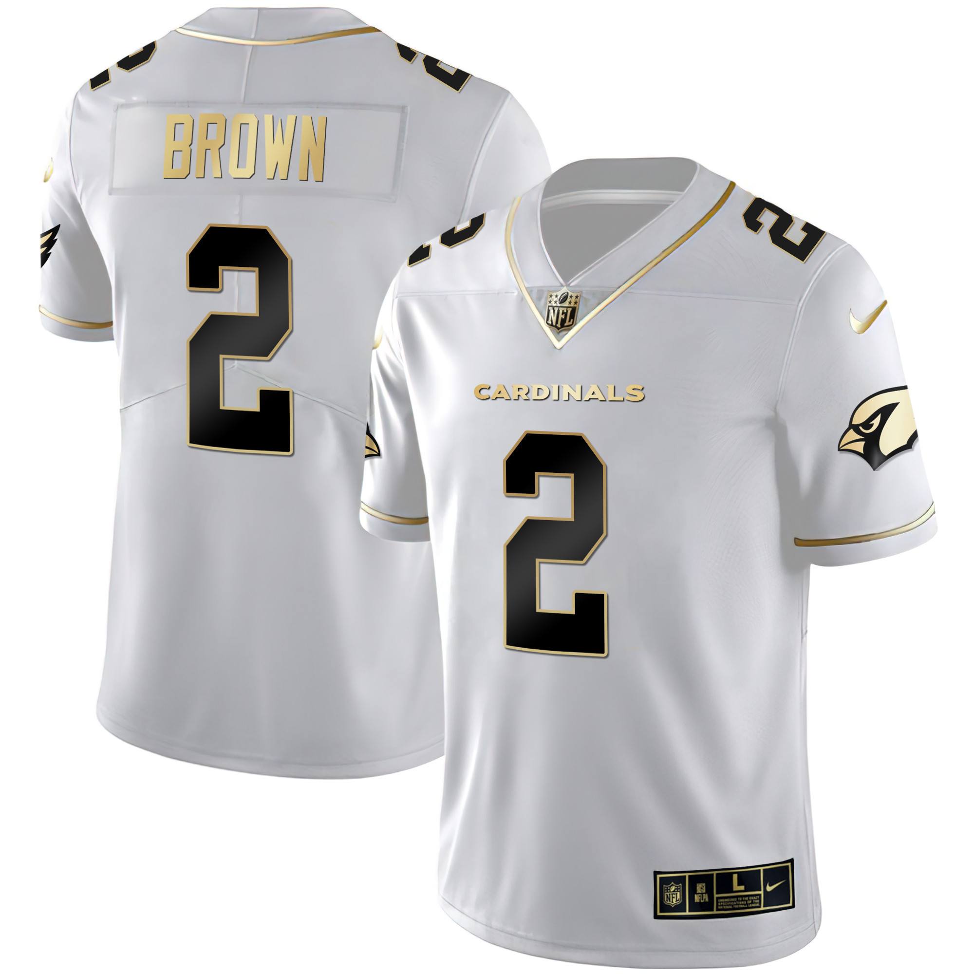 Marquise Brown Men's Arizona Cardinals Black Gold & White Gold Vapor Limited White Gold Jersey - All Stitched