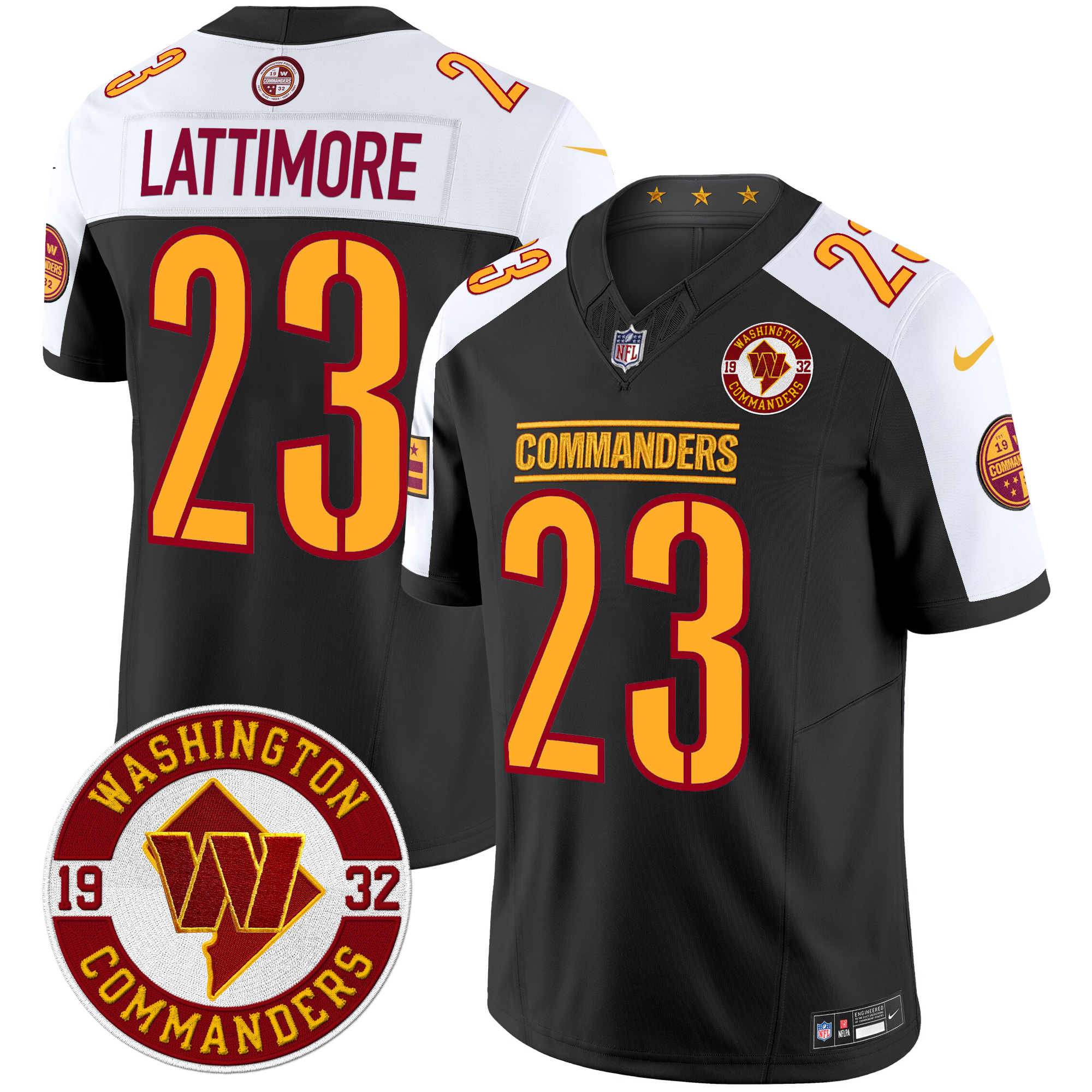 Marshon Lattimore Men's Washington Commanders 2024 Vapor Limited Black Alternate Jersey - All Stitched