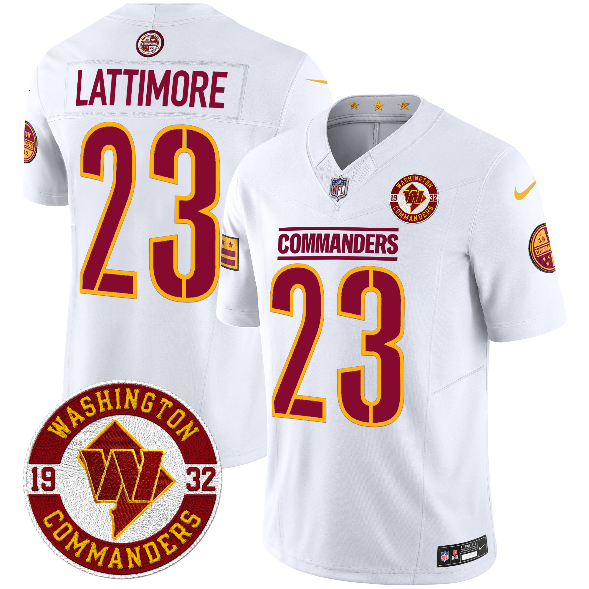 Marshon Lattimore Men's Washington Commanders 2024 Vapor Limited White Jersey - All Stitched