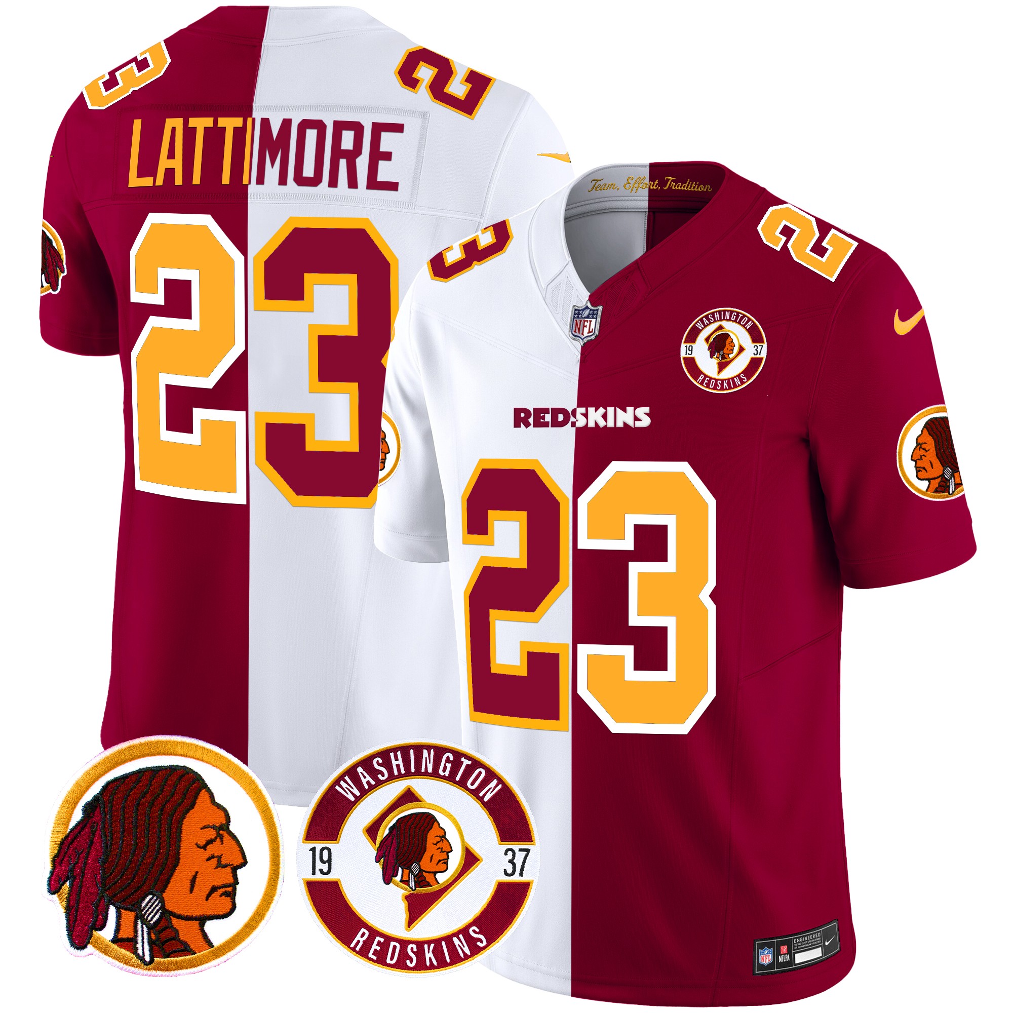 Marshon Lattimore Men's Washington Redskins 2024 Vapor Limited Half Jersey - All Stitched